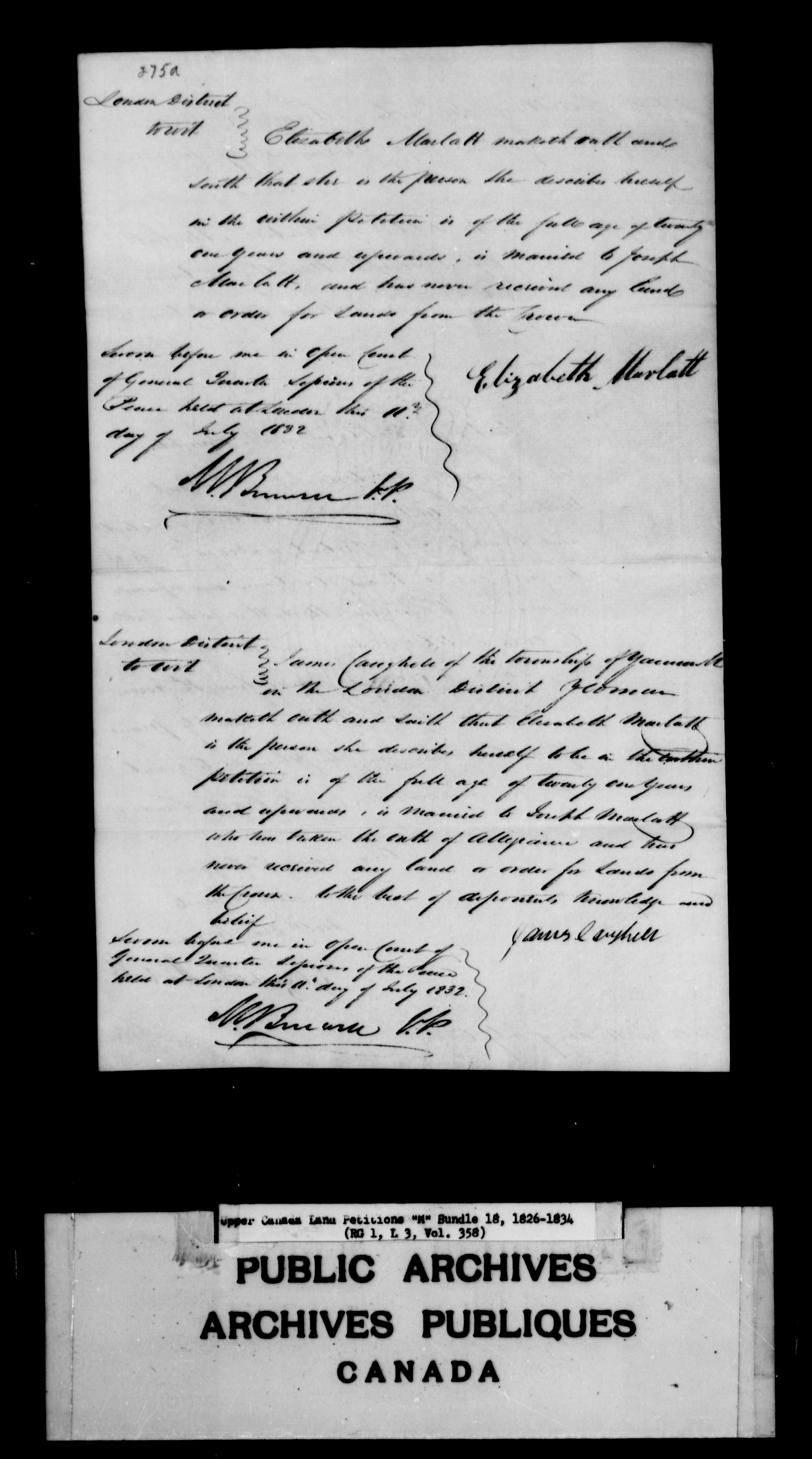 Title: Upper Canada Land Petitions (1763-1865) - Mikan Number: 205131 - Microform: c-2214