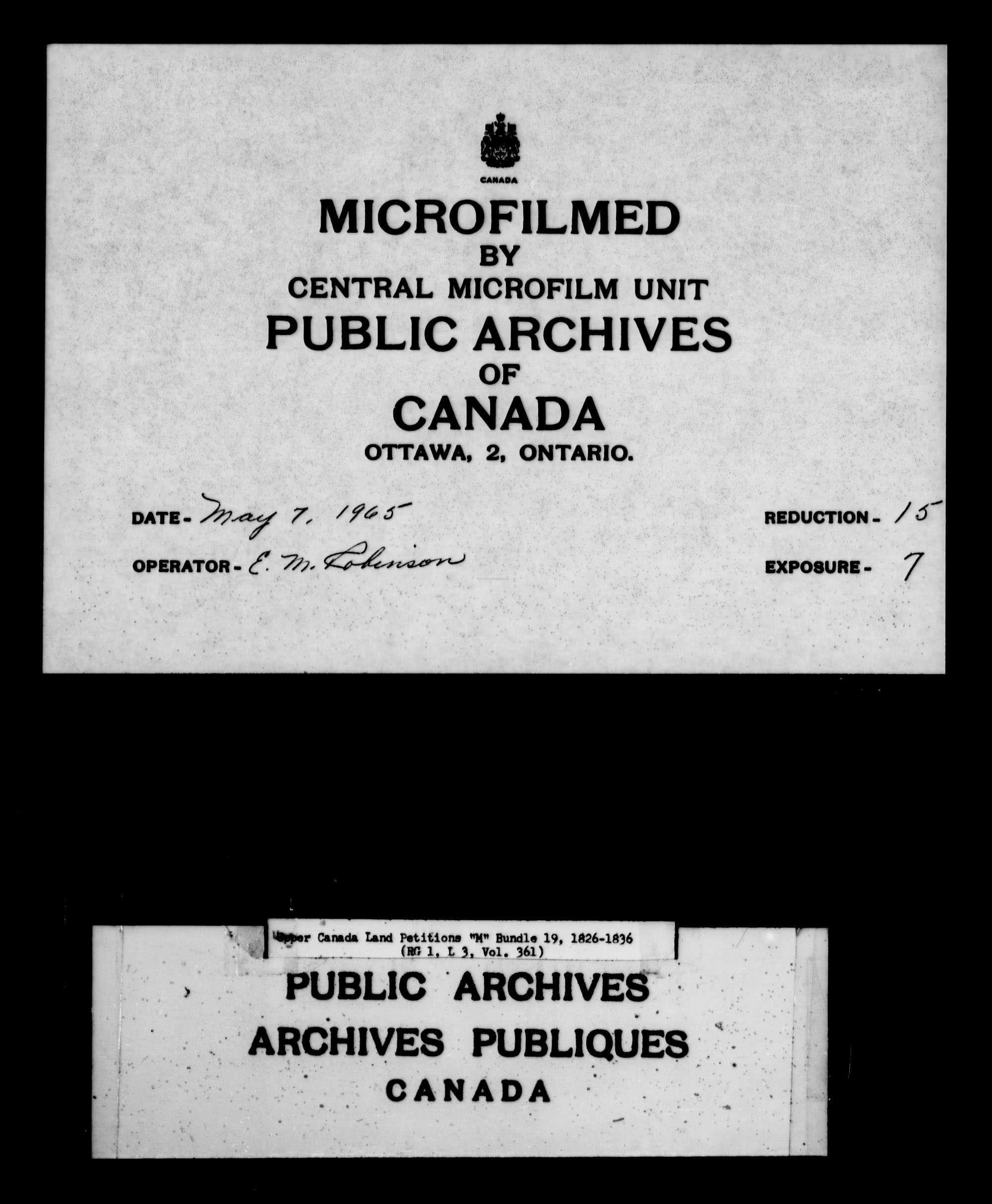 Titre : Demandes de terres du Haut-Canada (1763-1865) - N d'enregistrement Mikan : 205131 - Microforme : c-2216