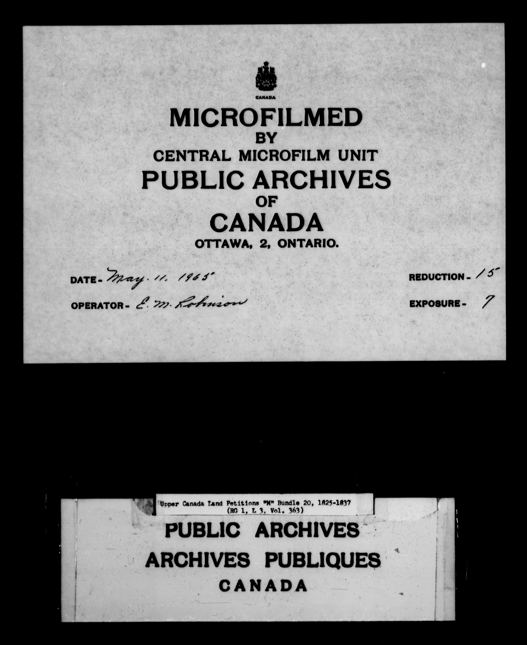 Titre : Demandes de terres du Haut-Canada (1763-1865) - N d'enregistrement Mikan : 205131 - Microforme : c-2218