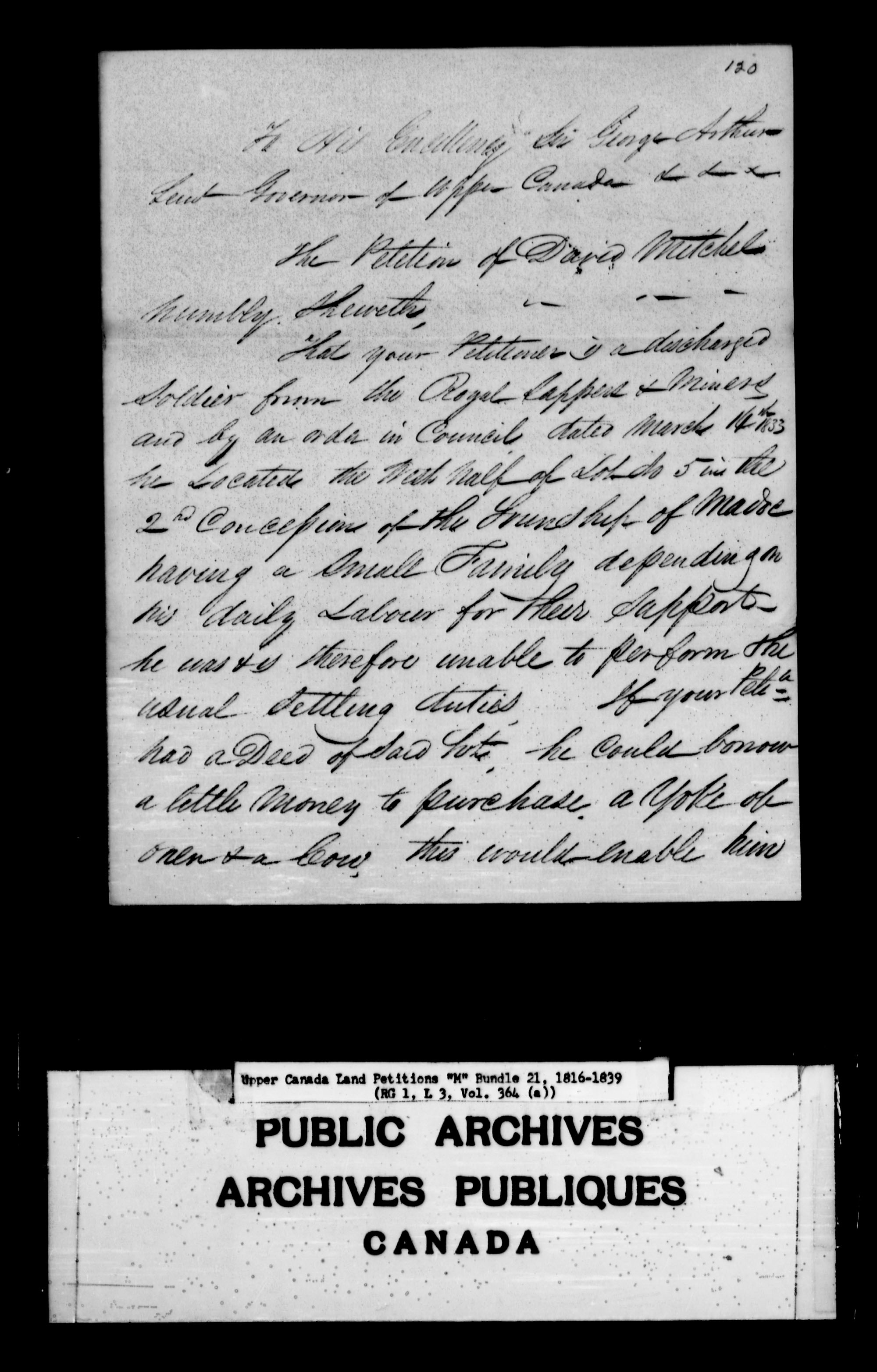 Titre : Demandes de terres du Haut-Canada (1763-1865) - N d'enregistrement Mikan : 205131 - Microforme : c-2219
