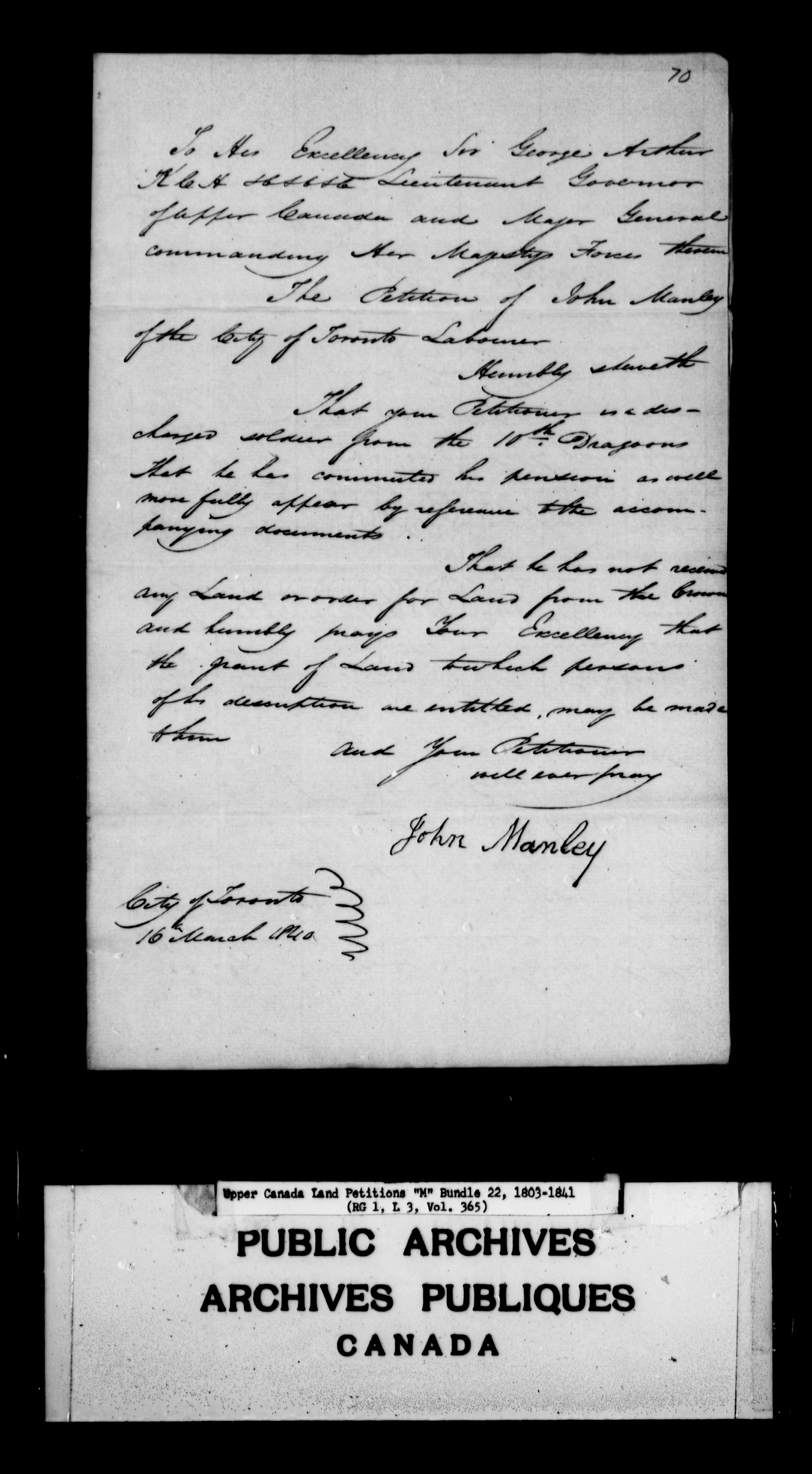 Title: Upper Canada Land Petitions (1763-1865) - Mikan Number: 205131 - Microform: c-2219