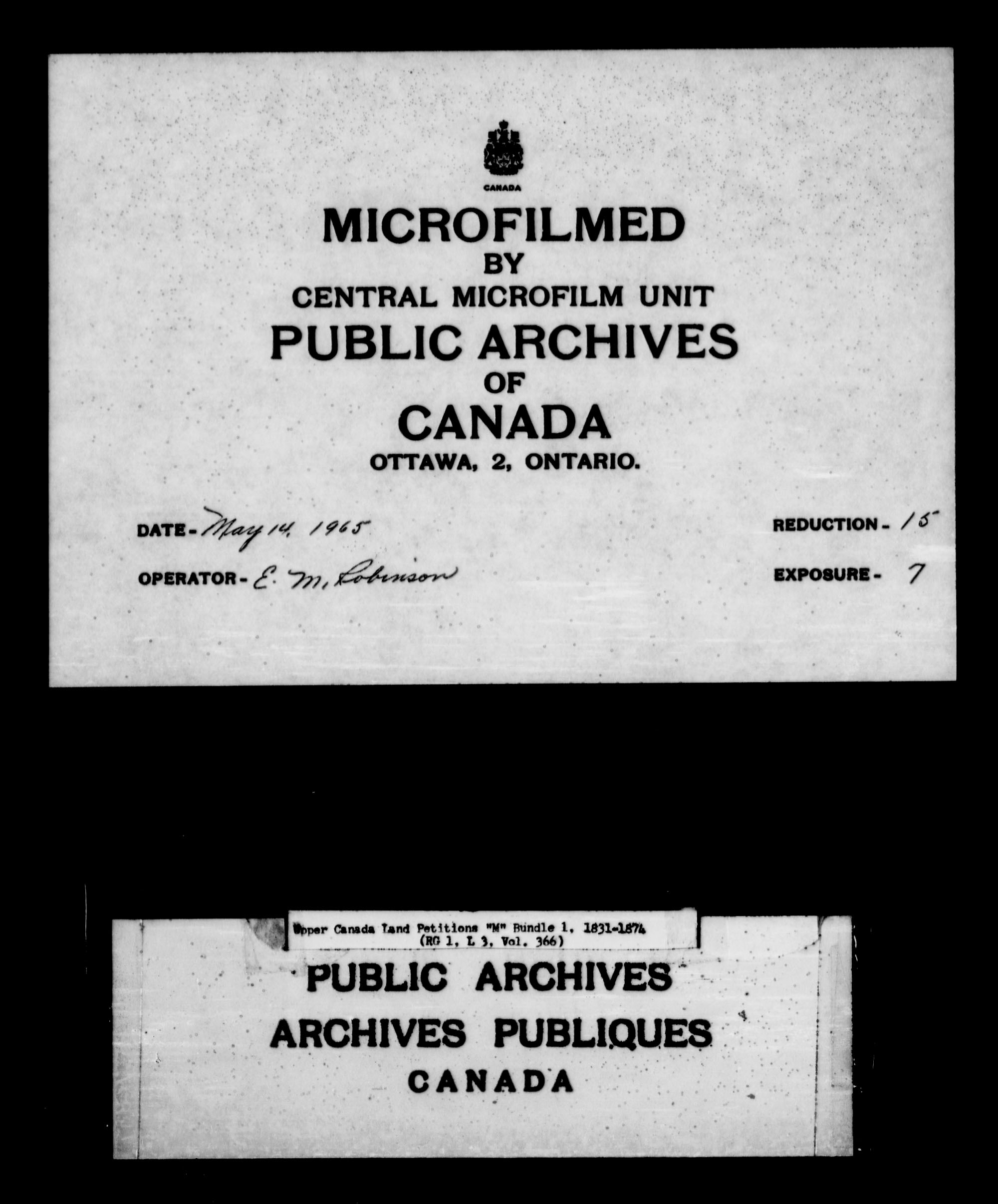 Titre : Demandes de terres du Haut-Canada (1763-1865) - N d'enregistrement Mikan : 205131 - Microforme : c-2220