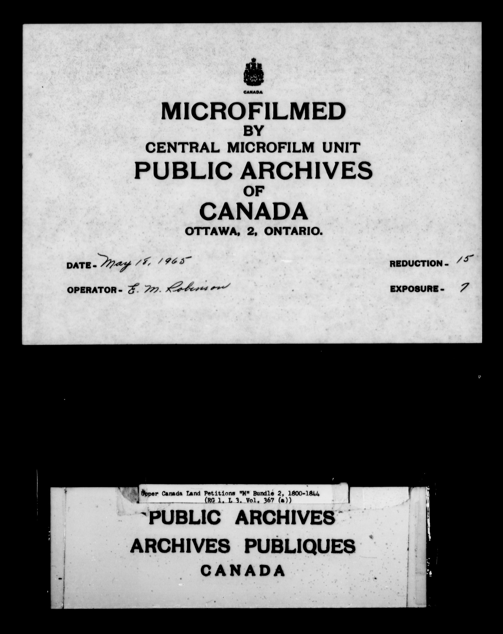 Title: Upper Canada Land Petitions (1763-1865) - Mikan Number: 205131 - Microform: c-2221
