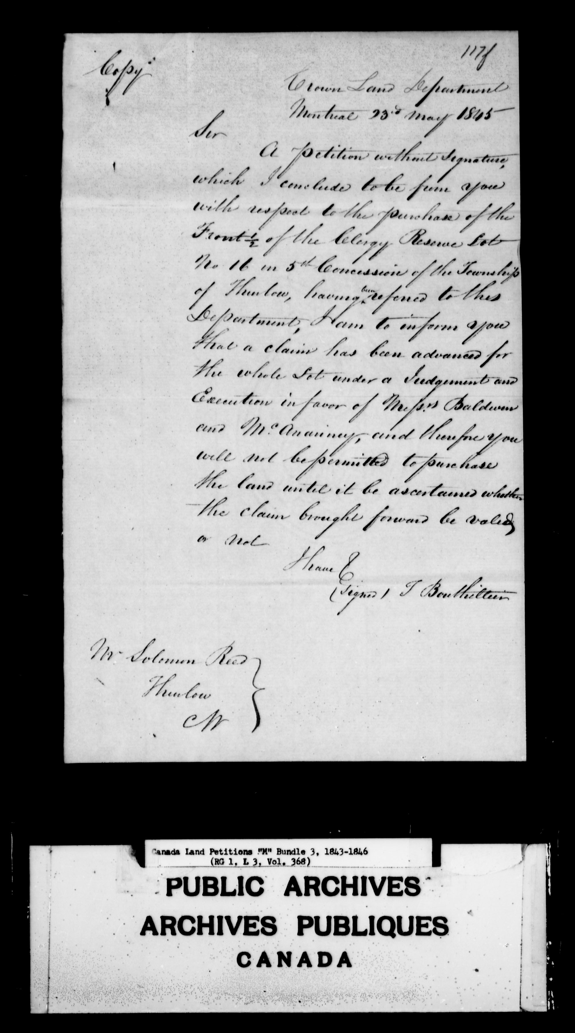 Titre : Demandes de terres du Haut-Canada (1763-1865) - N d'enregistrement Mikan : 205131 - Microforme : c-2221