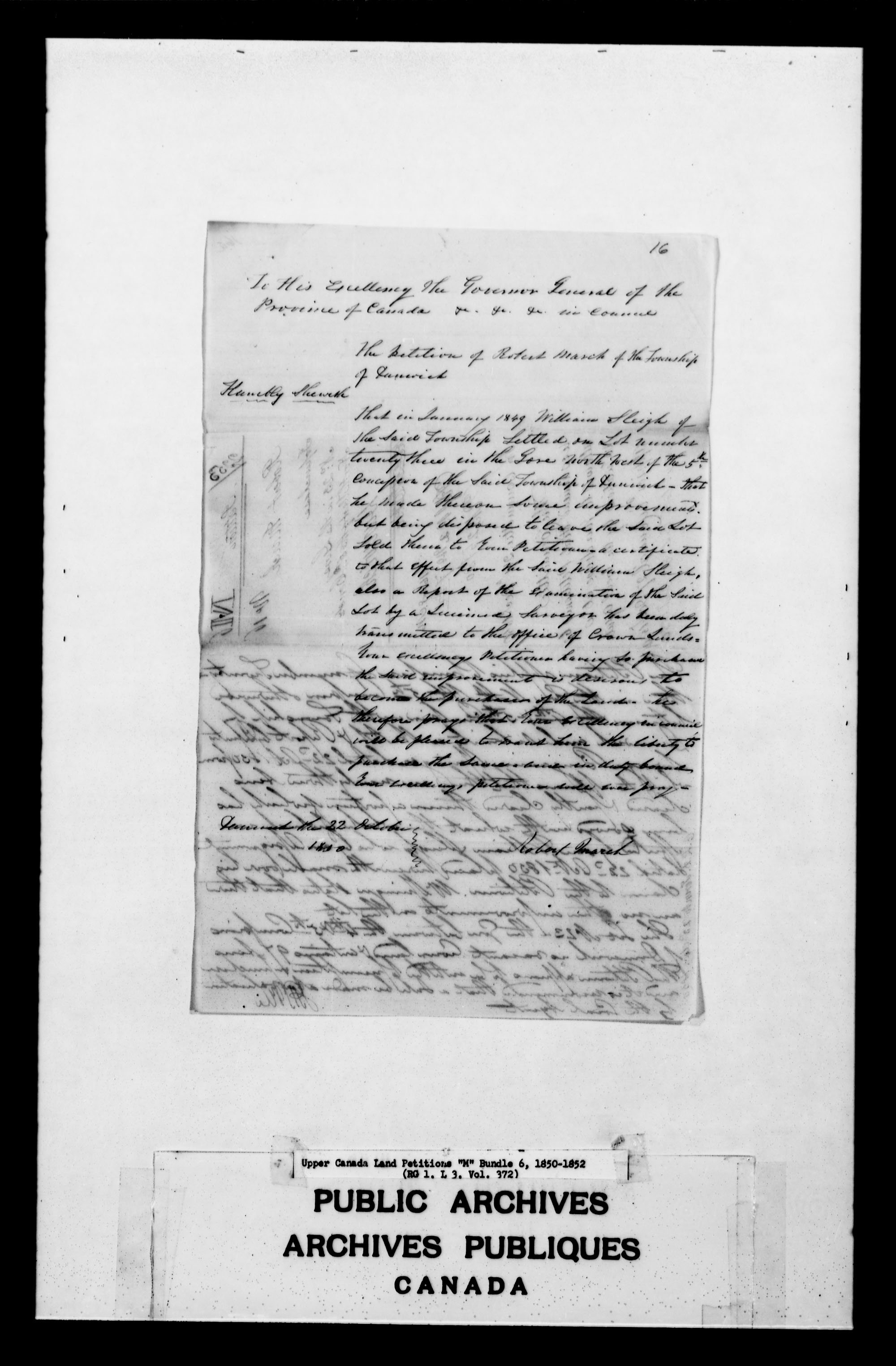 Title: Upper Canada Land Petitions (1763-1865) - Mikan Number: 205131 - Microform: c-2231