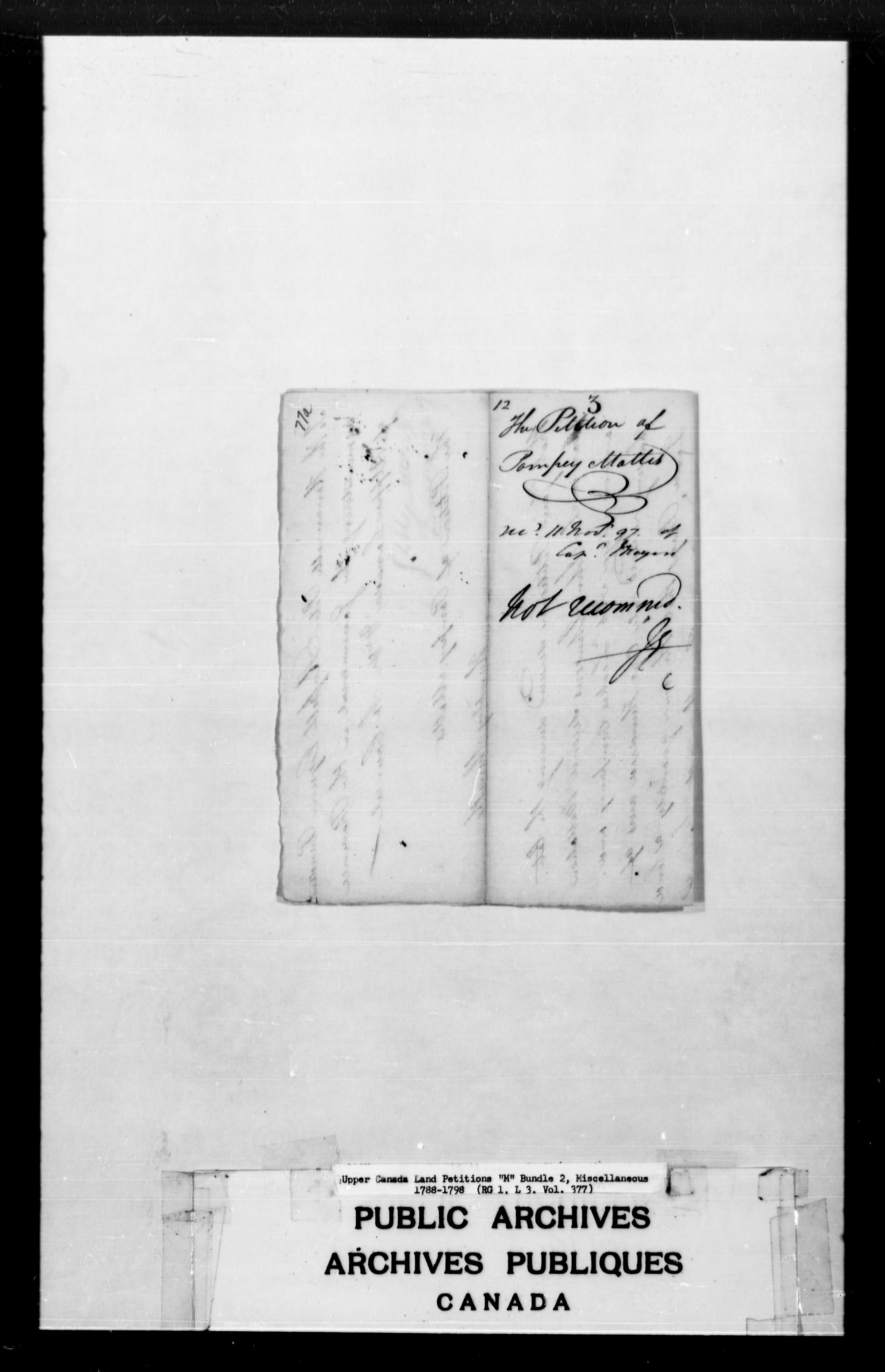 Title: Upper Canada Land Petitions (1763-1865) - Mikan Number: 205131 - Microform: c-2233