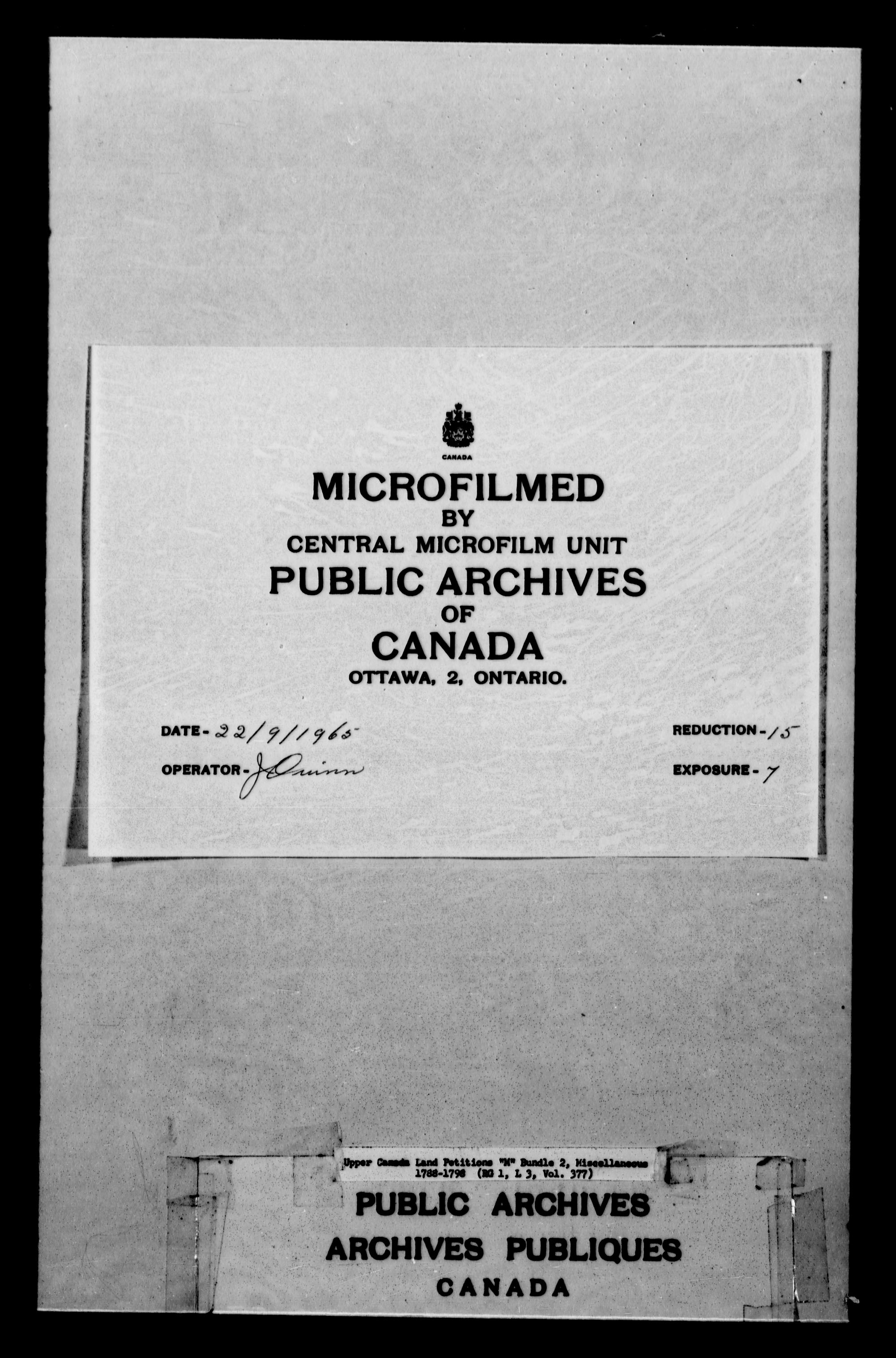 Titre : Demandes de terres du Haut-Canada (1763-1865) - N d'enregistrement Mikan : 205131 - Microforme : c-2234
