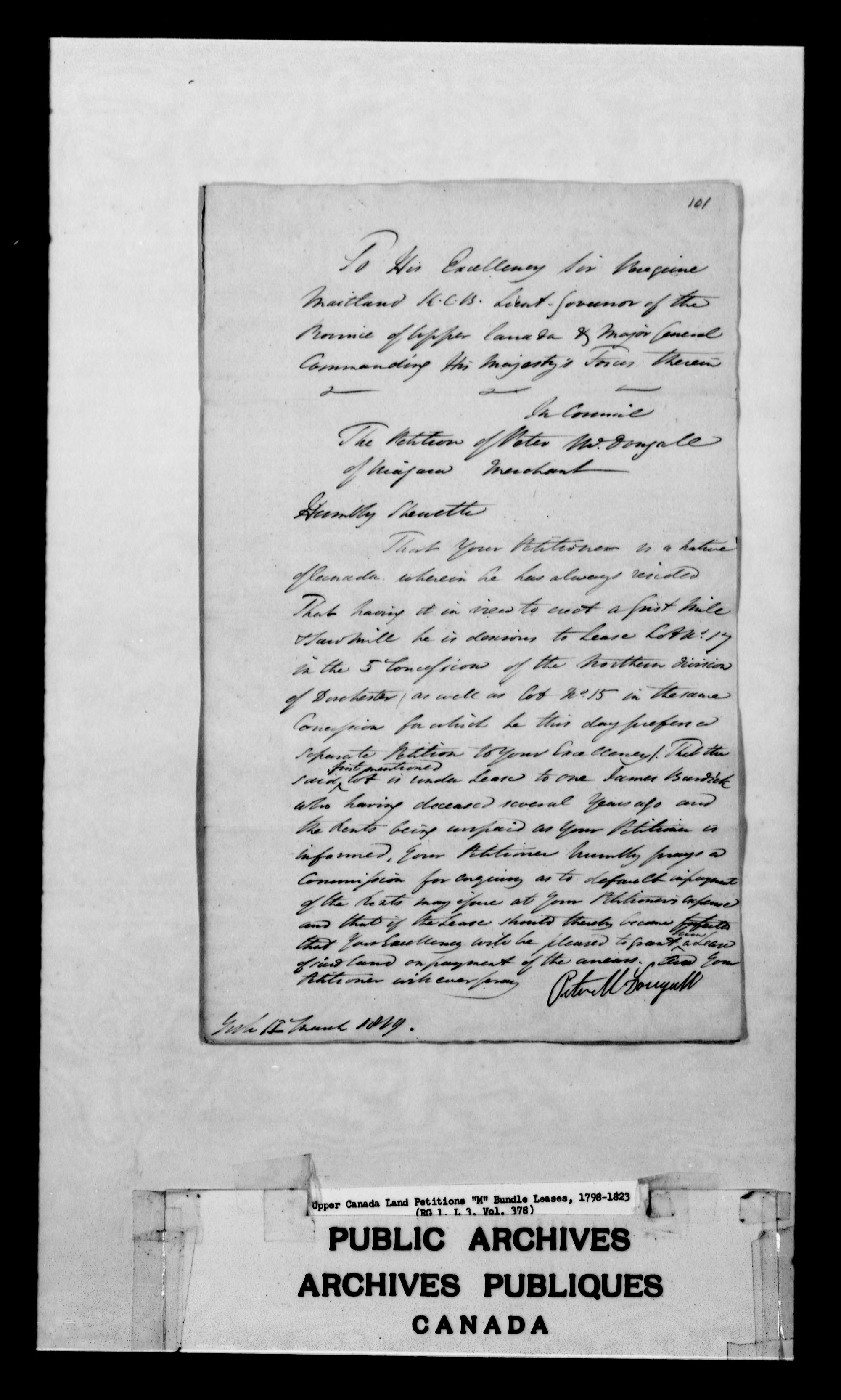 Title: Upper Canada Land Petitions (1763-1865) - Mikan Number: 205131 - Microform: c-2234
