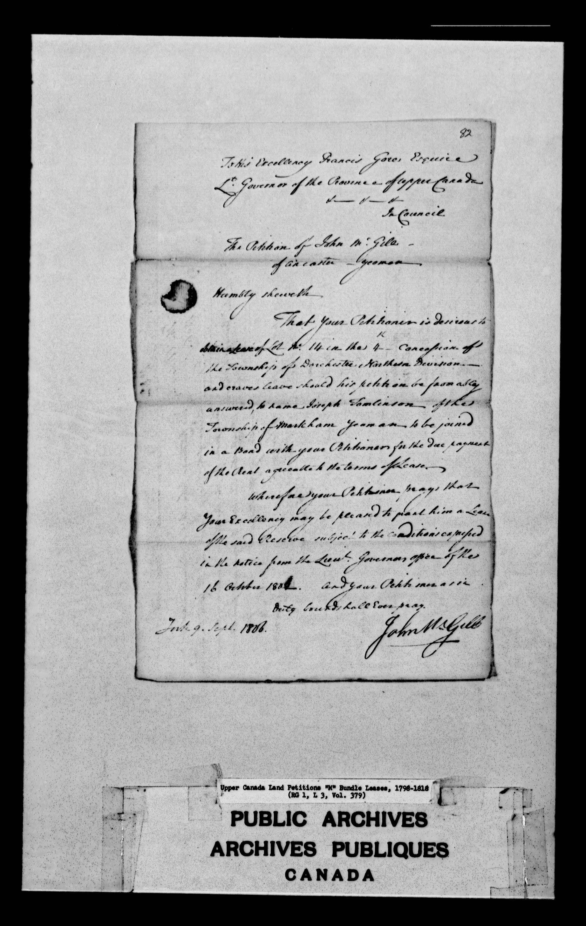 Title: Upper Canada Land Petitions (1763-1865) - Mikan Number: 205131 - Microform: c-2235