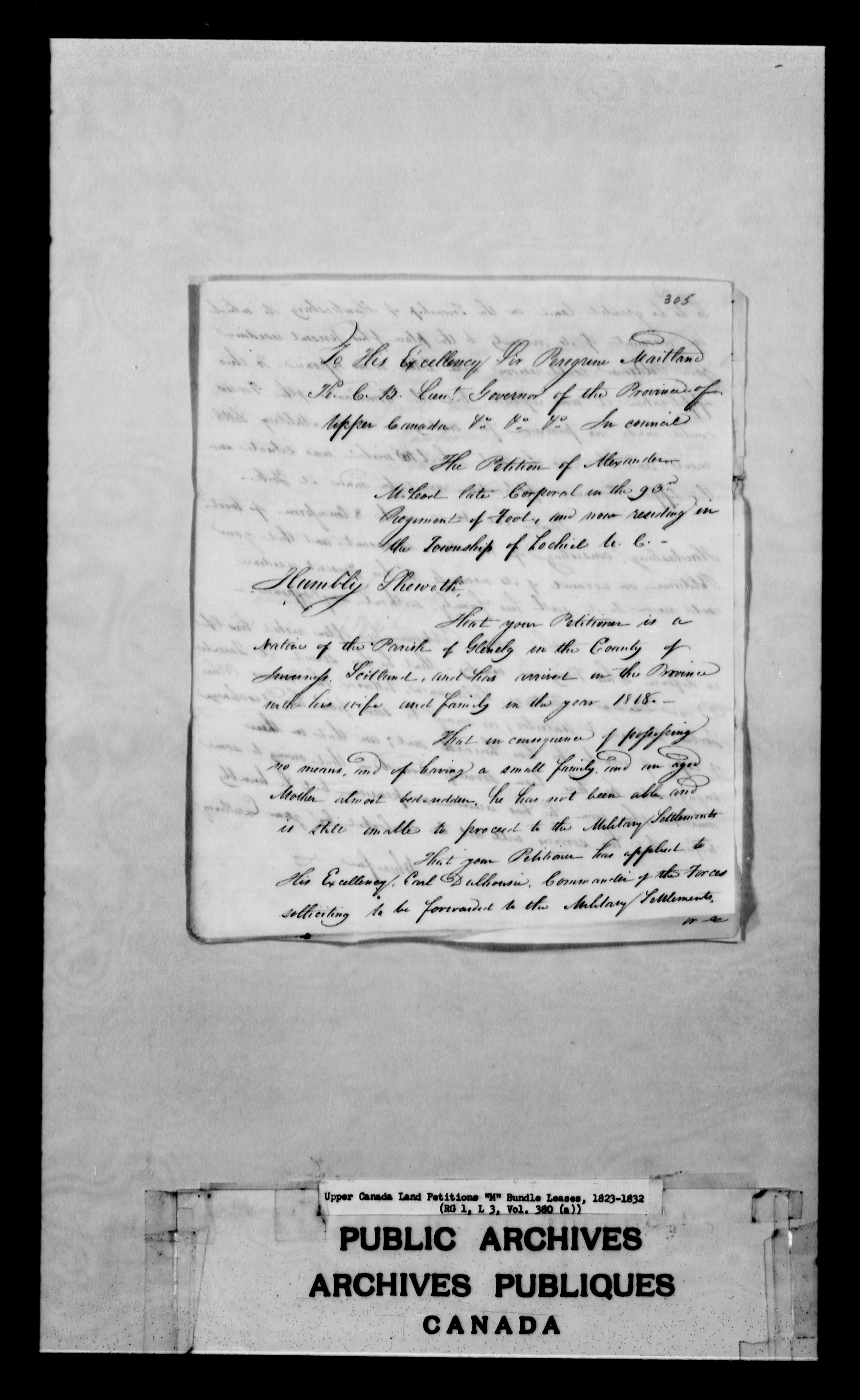 Titre : Demandes de terres du Haut-Canada (1763-1865) - N d'enregistrement Mikan : 205131 - Microforme : c-2235