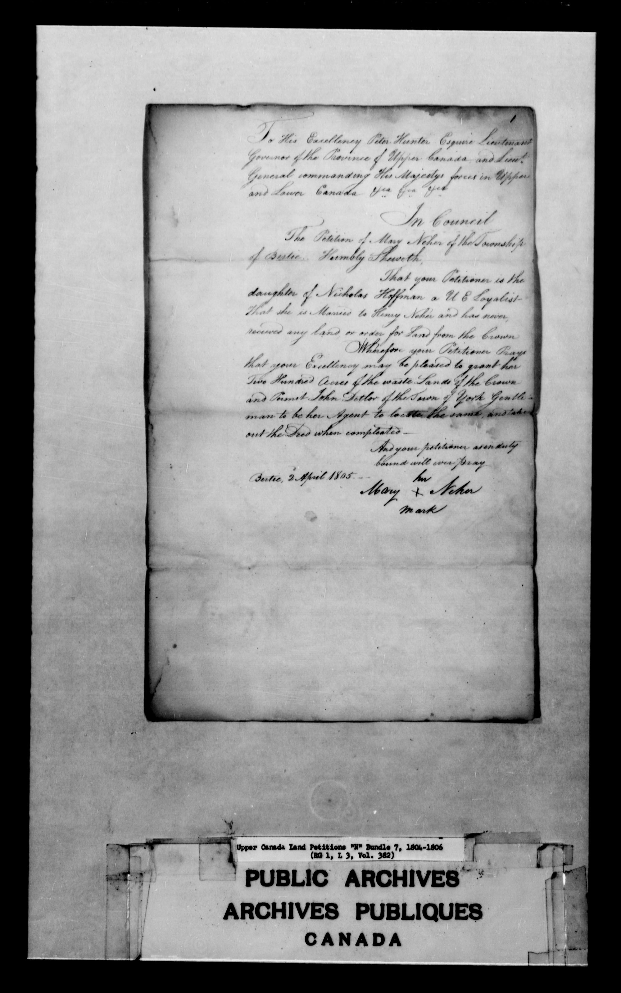 Titre : Demandes de terres du Haut-Canada (1763-1865) - N d'enregistrement Mikan : 205131 - Microforme : c-2481