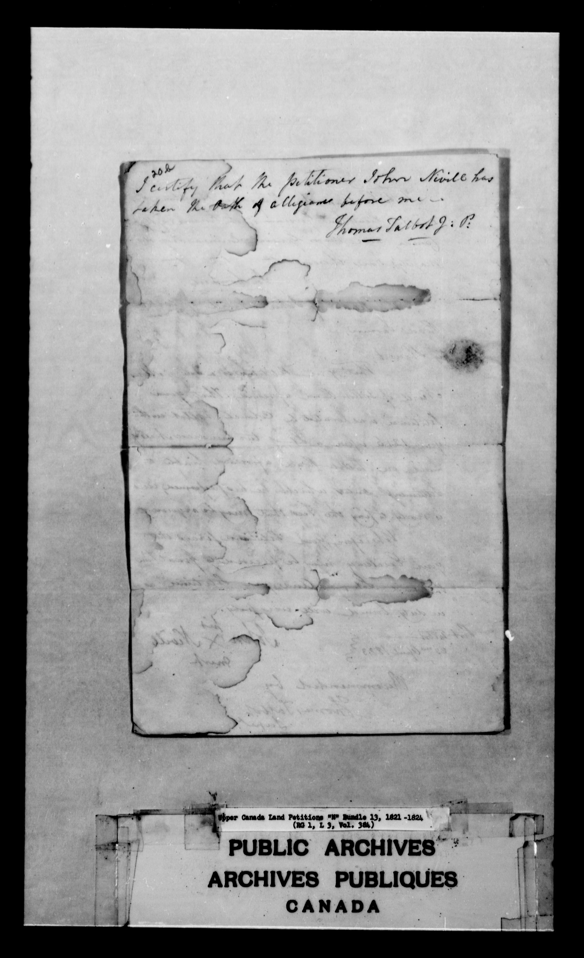 Title: Upper Canada Land Petitions (1763-1865) - Mikan Number: 205131 - Microform: c-2481