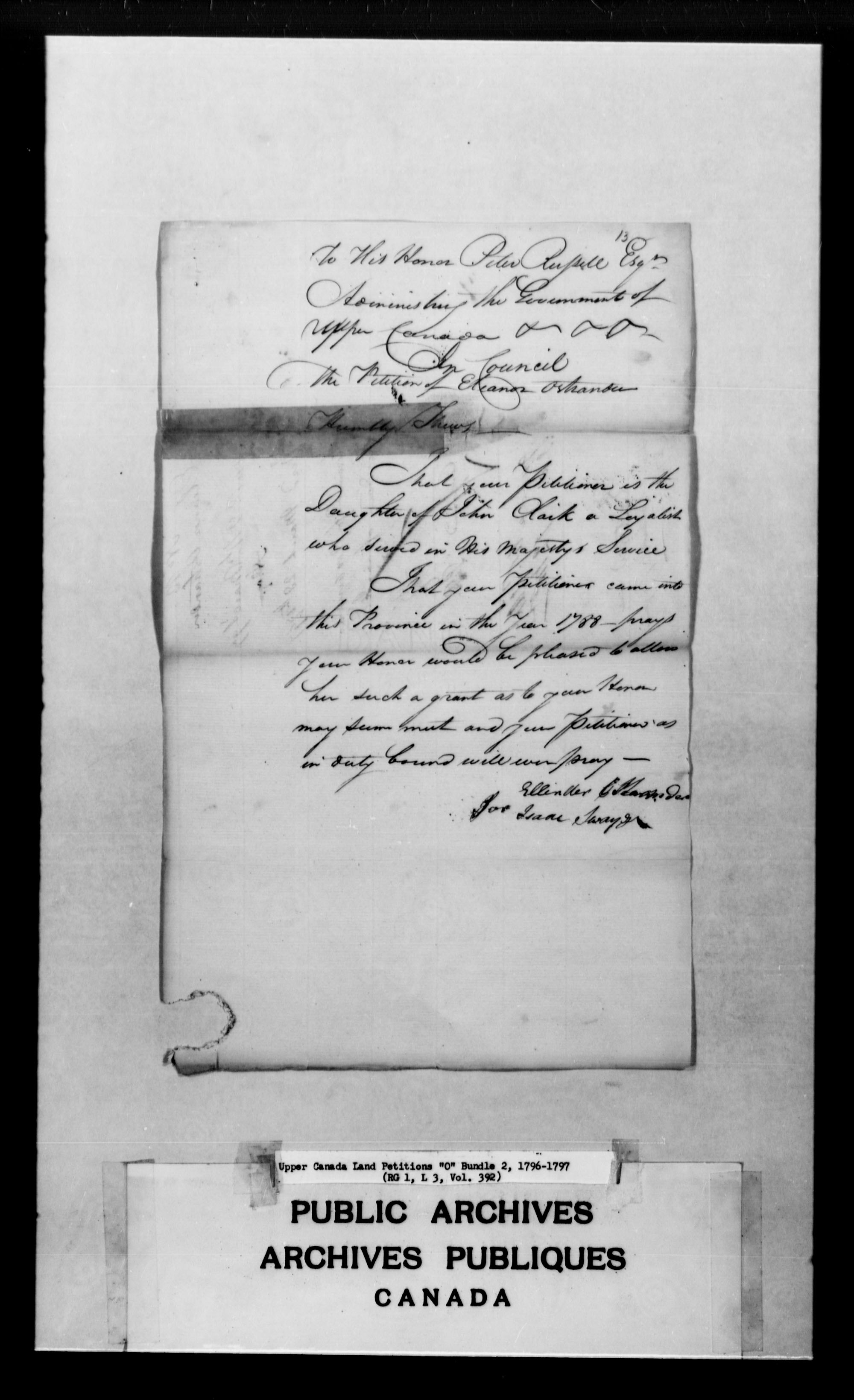 Title: Upper Canada Land Petitions (1763-1865) - Mikan Number: 205131 - Microform: c-2484