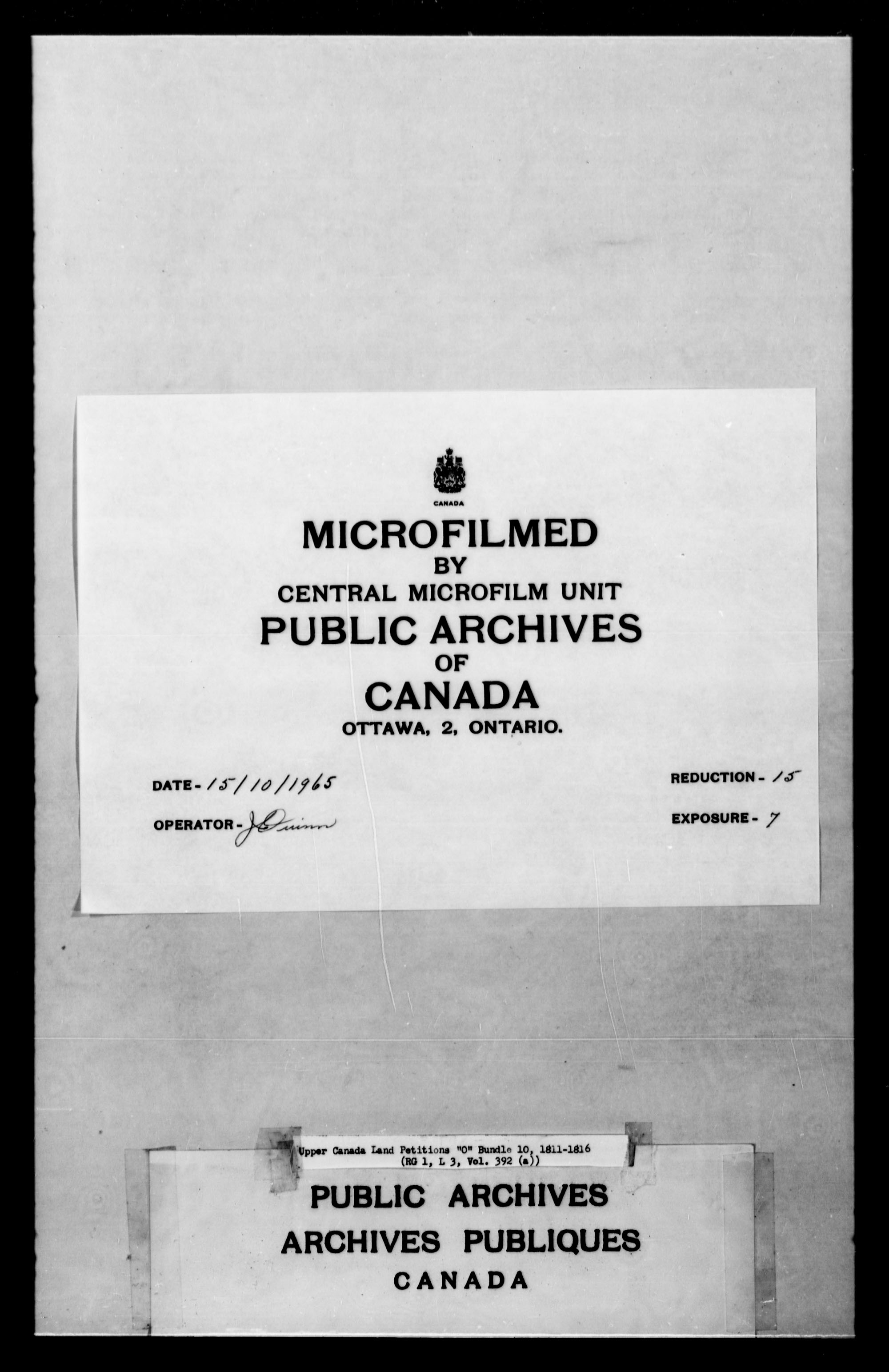 Titre : Demandes de terres du Haut-Canada (1763-1865) - N d'enregistrement Mikan : 205131 - Microforme : c-2485