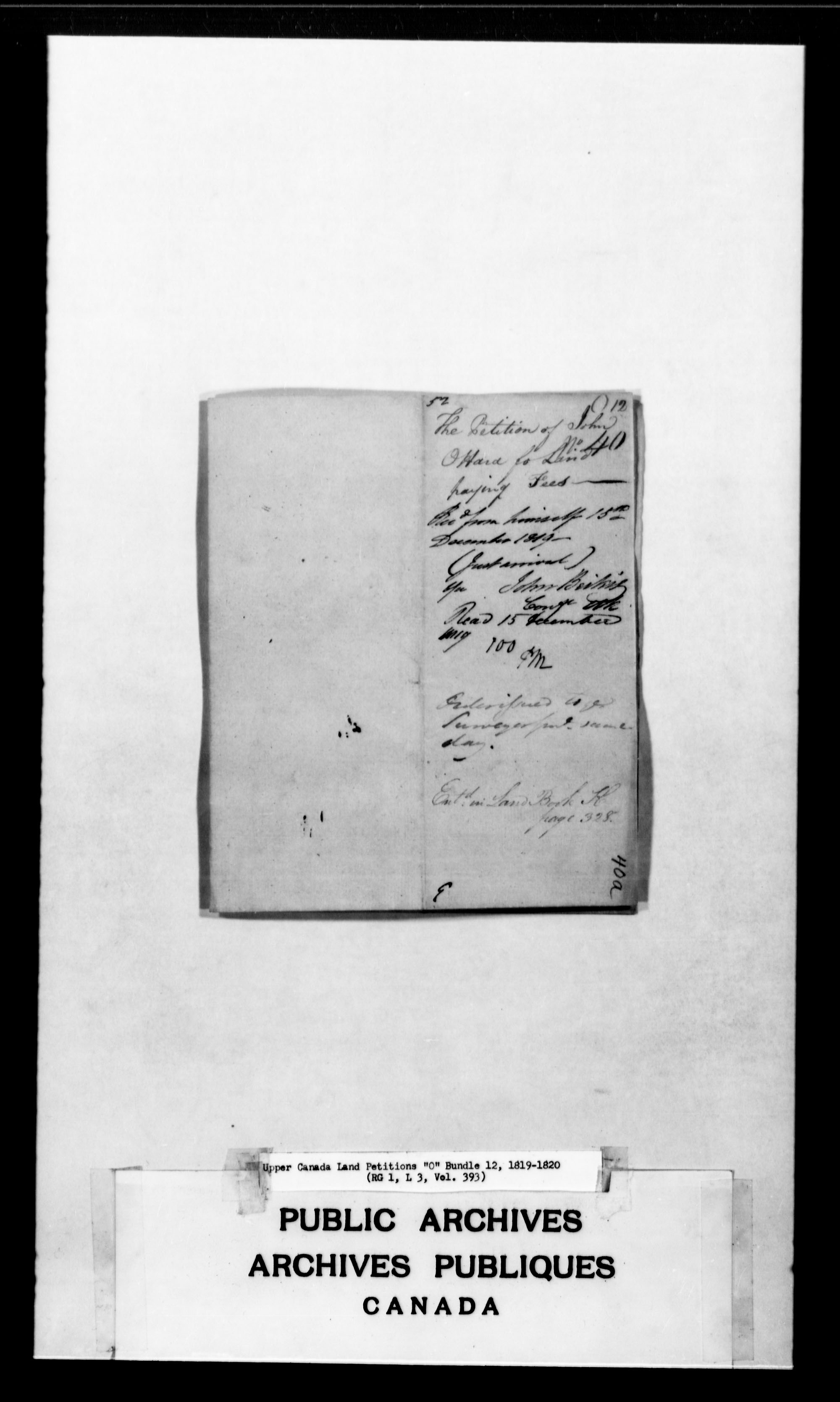 Title: Upper Canada Land Petitions (1763-1865) - Mikan Number: 205131 - Microform: c-2485