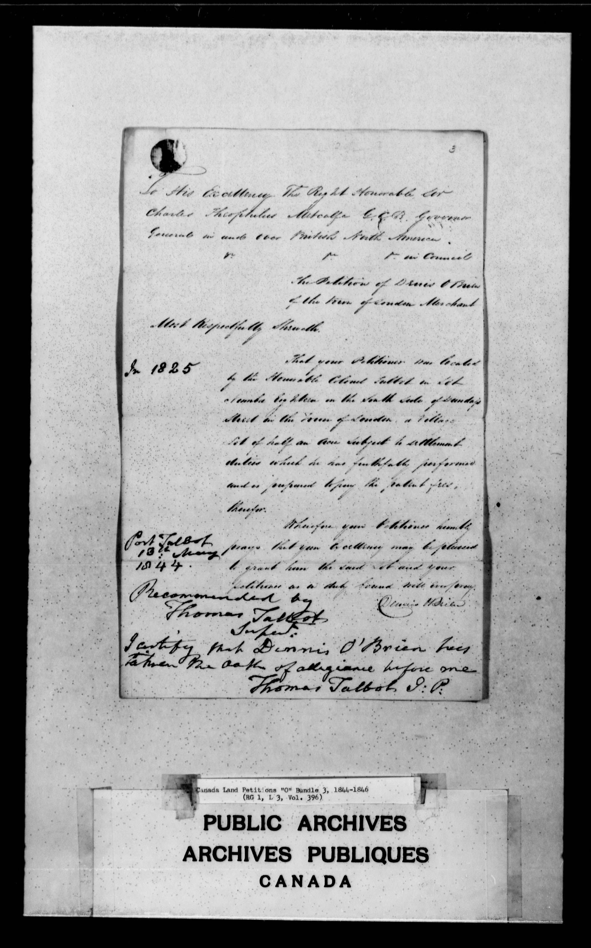 Titre : Demandes de terres du Haut-Canada (1763-1865) - N d'enregistrement Mikan : 205131 - Microforme : c-2487