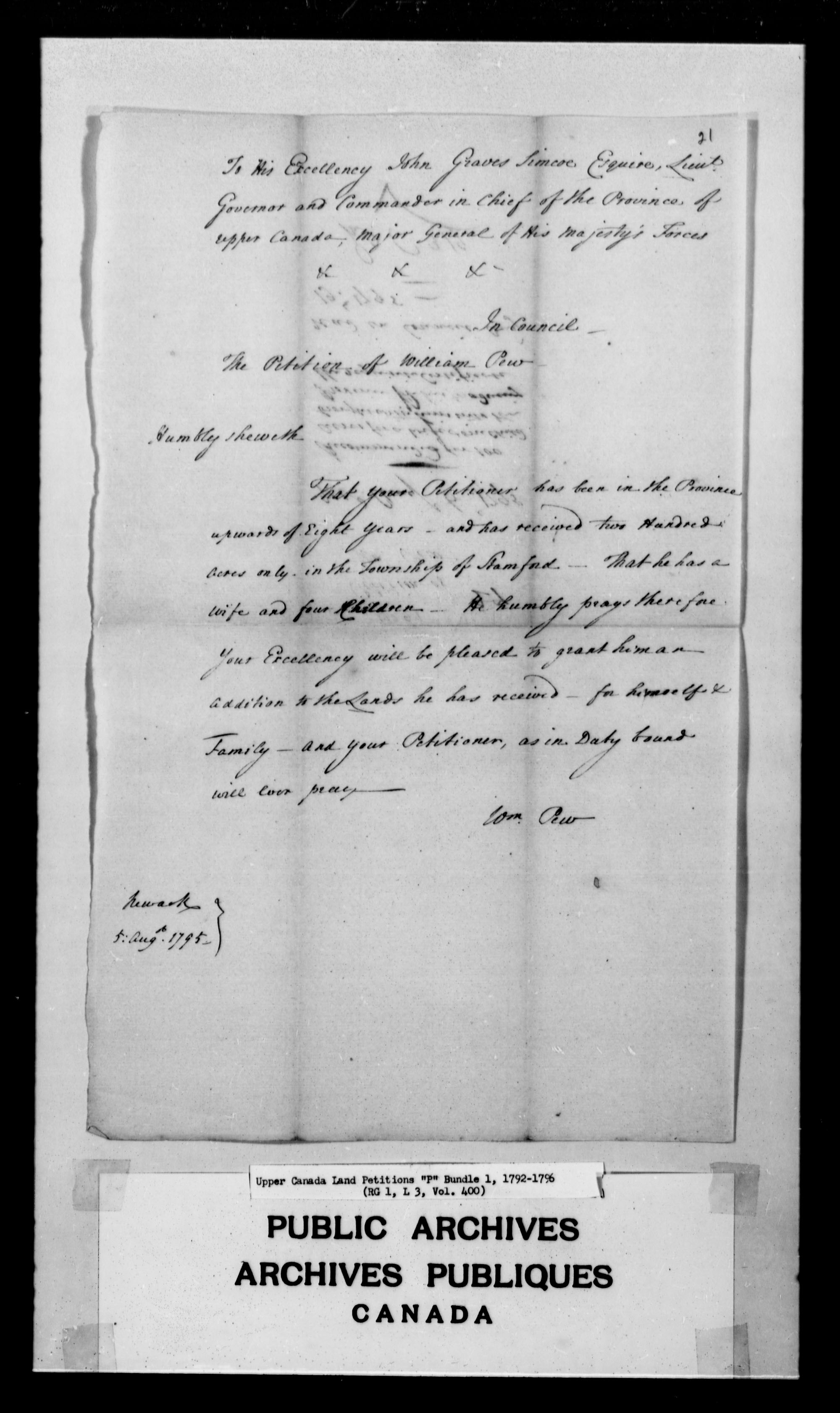 Titre : Demandes de terres du Haut-Canada (1763-1865) - N d'enregistrement Mikan : 205131 - Microforme : c-2488