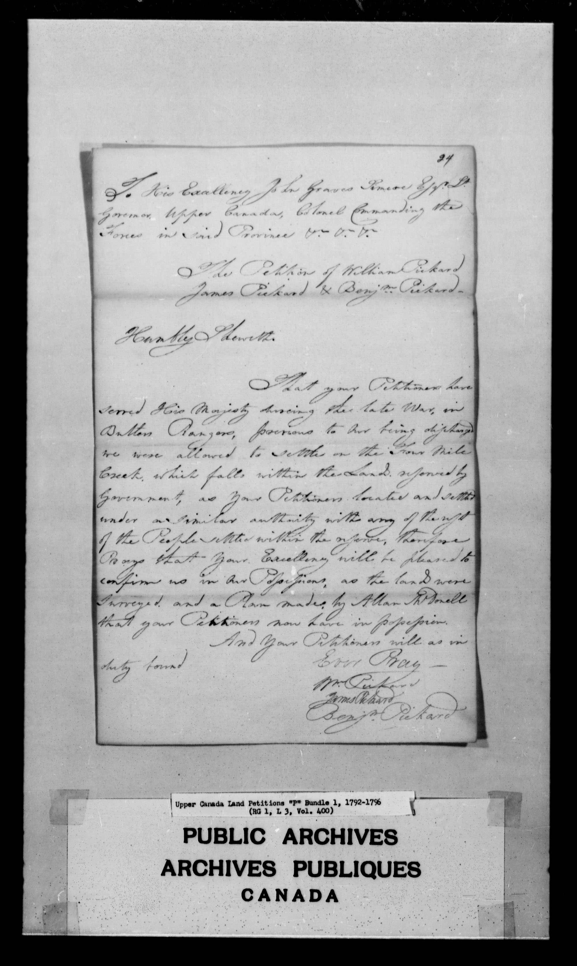 Titre : Demandes de terres du Haut-Canada (1763-1865) - N d'enregistrement Mikan : 205131 - Microforme : c-2488