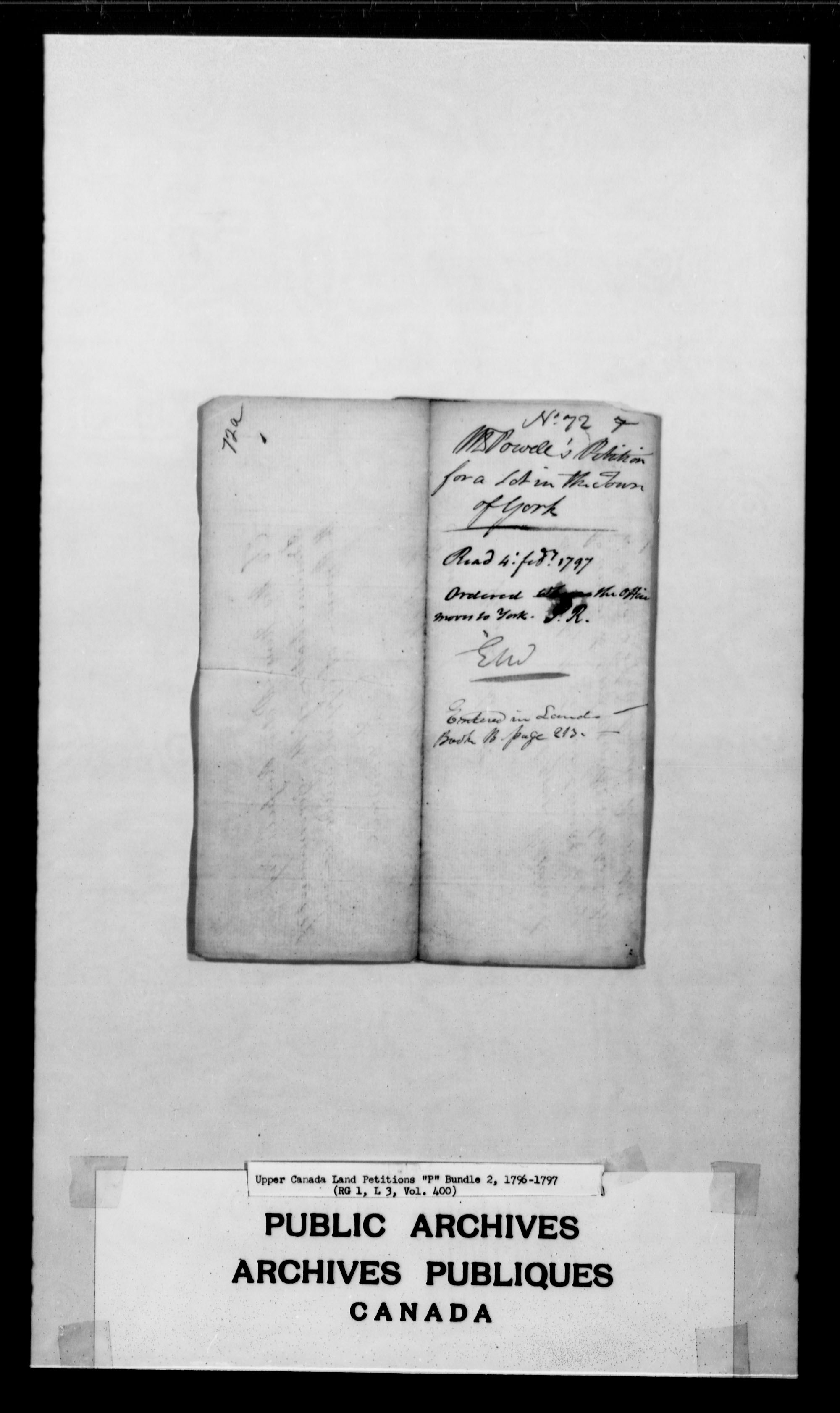 Title: Upper Canada Land Petitions (1763-1865) - Mikan Number: 205131 - Microform: c-2489