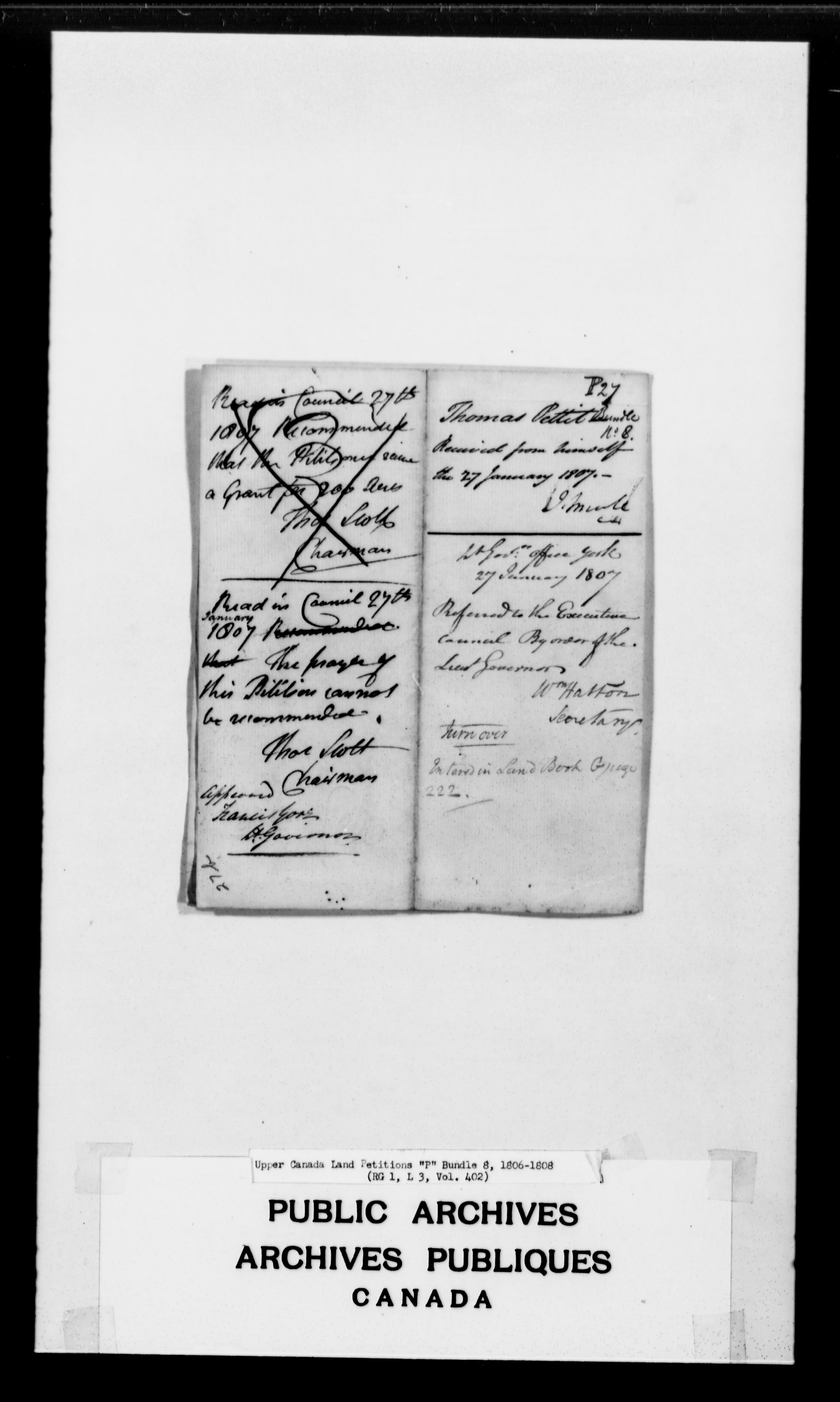 Title: Upper Canada Land Petitions (1763-1865) - Mikan Number: 205131 - Microform: c-2490