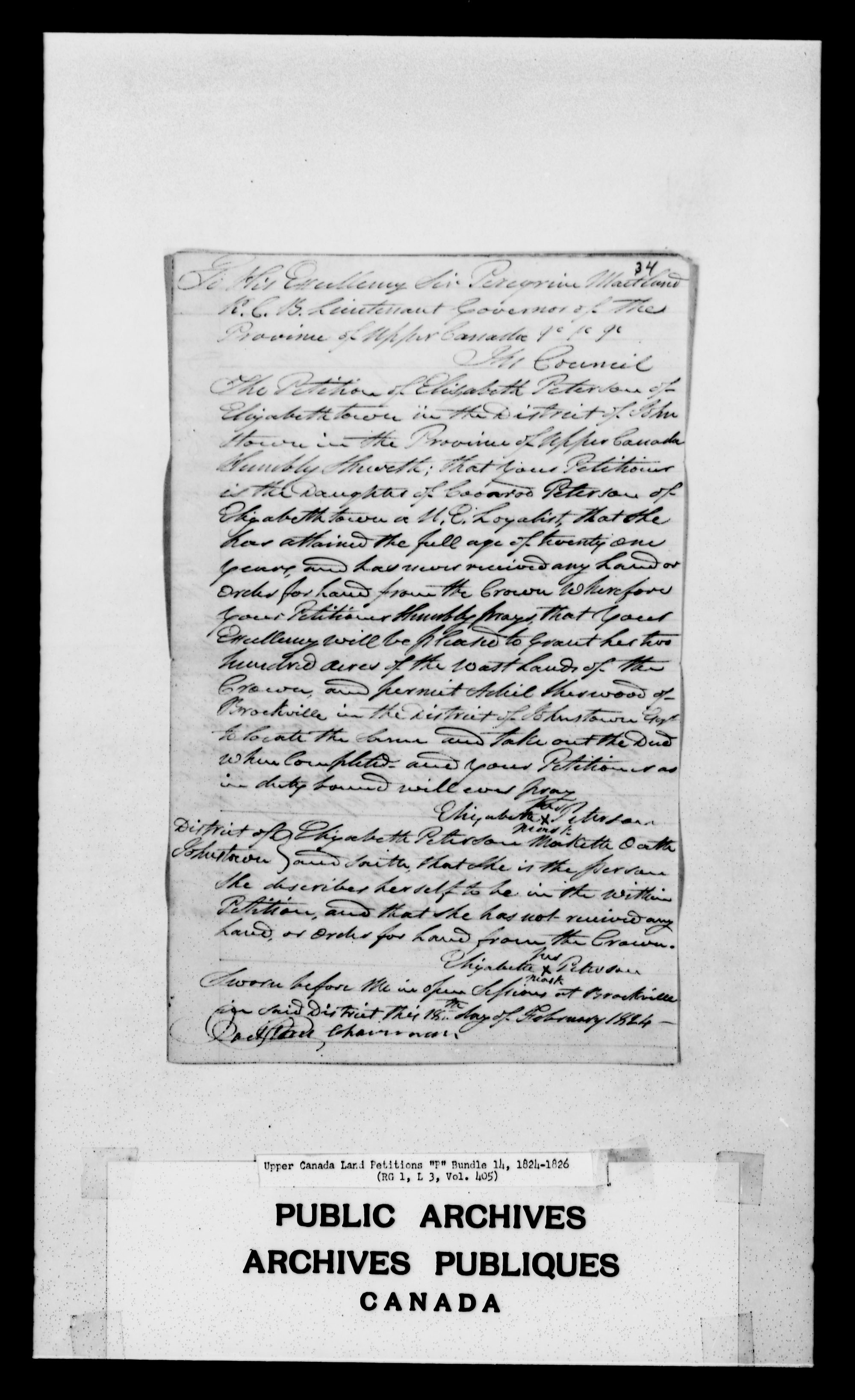Title: Upper Canada Land Petitions (1763-1865) - Mikan Number: 205131 - Microform: c-2491