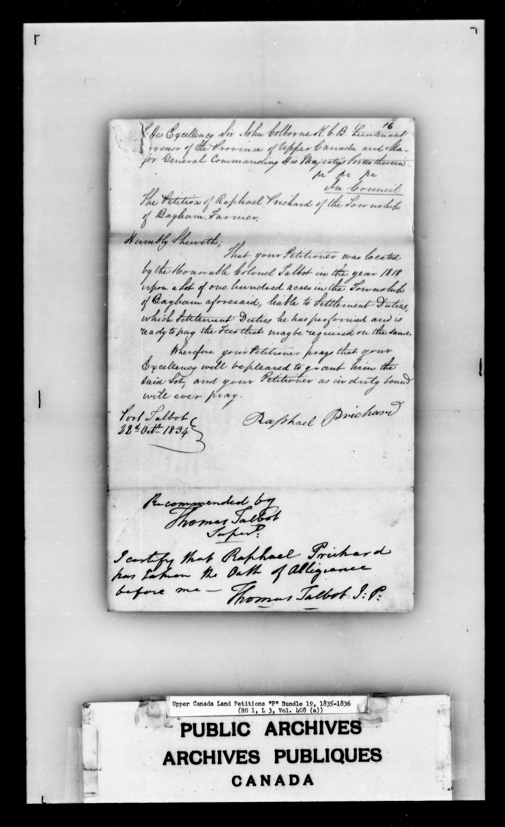 Title: Upper Canada Land Petitions (1763-1865) - Mikan Number: 205131 - Microform: c-2731a