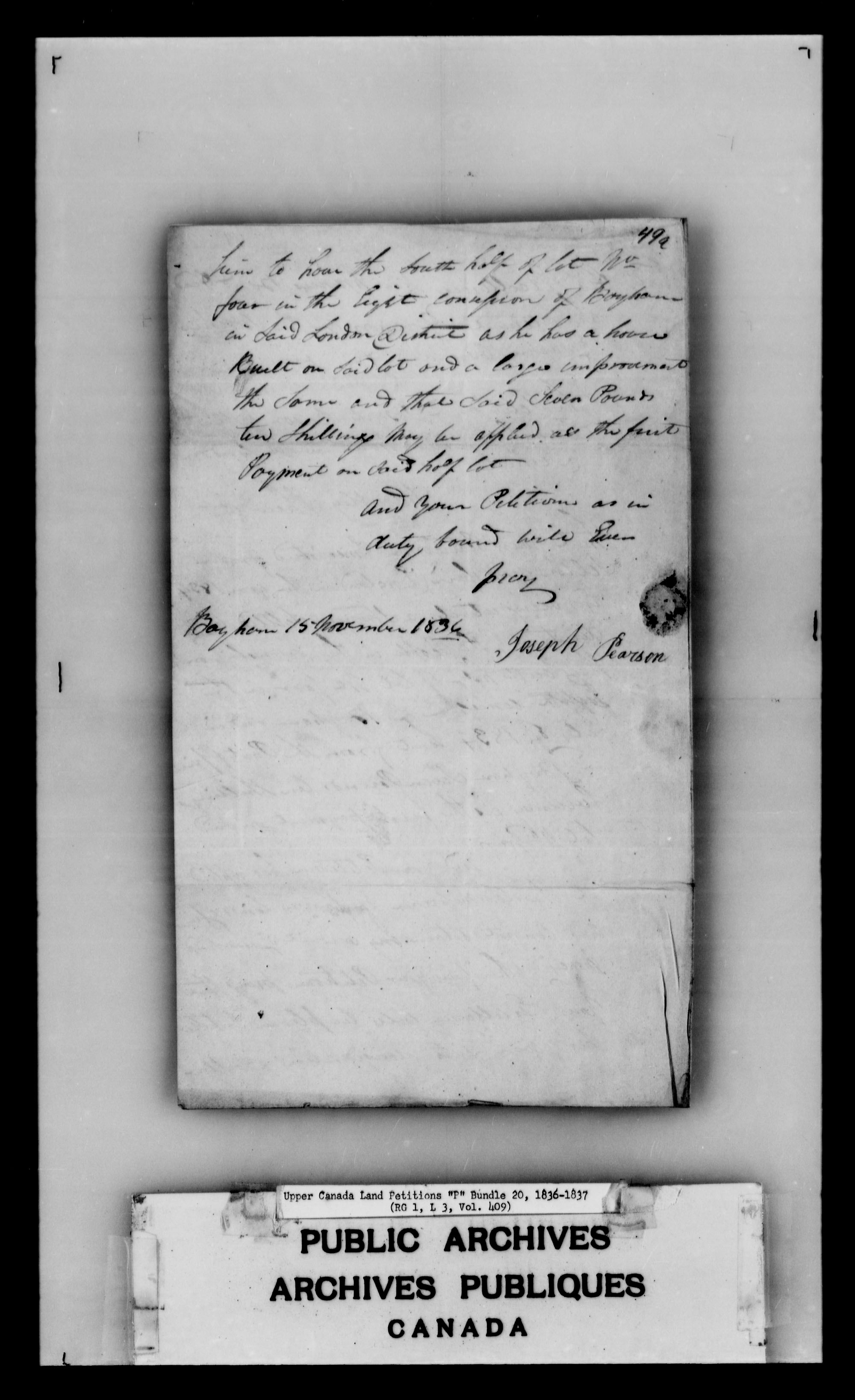 Title: Upper Canada Land Petitions (1763-1865) - Mikan Number: 205131 - Microform: c-2732