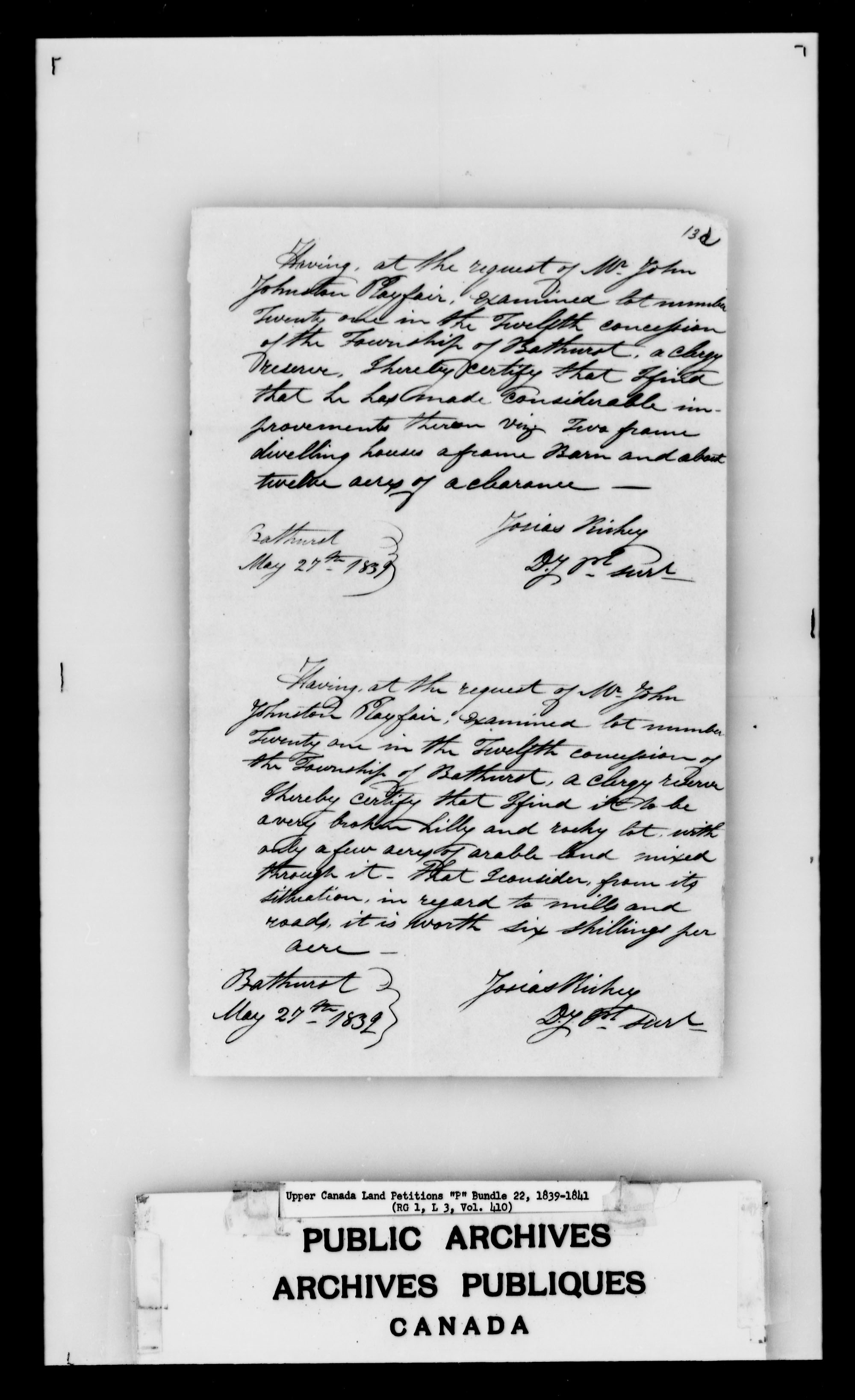 Titre : Demandes de terres du Haut-Canada (1763-1865) - N d'enregistrement Mikan : 205131 - Microforme : c-2732