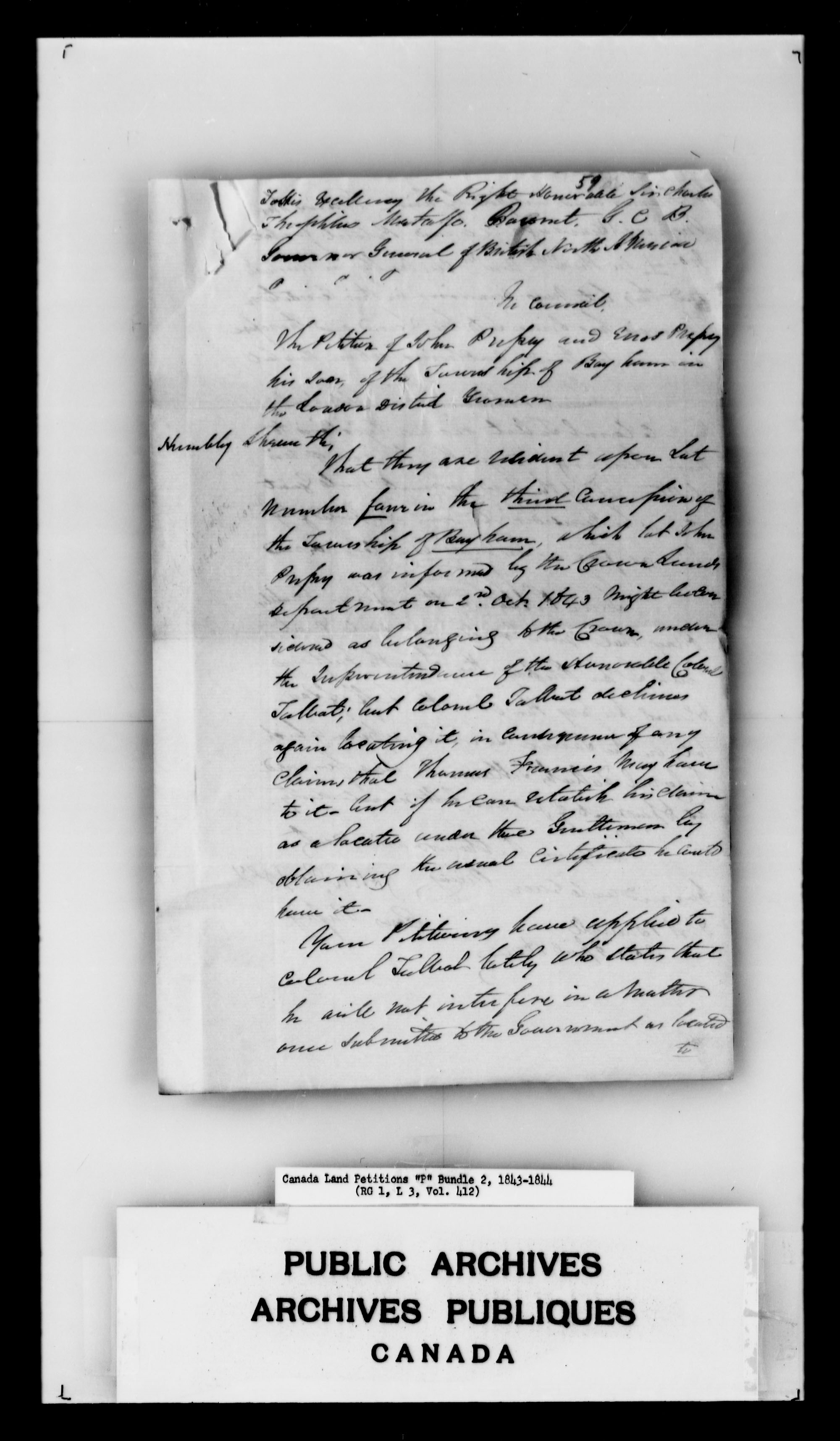 Title: Upper Canada Land Petitions (1763-1865) - Mikan Number: 205131 - Microform: c-2734