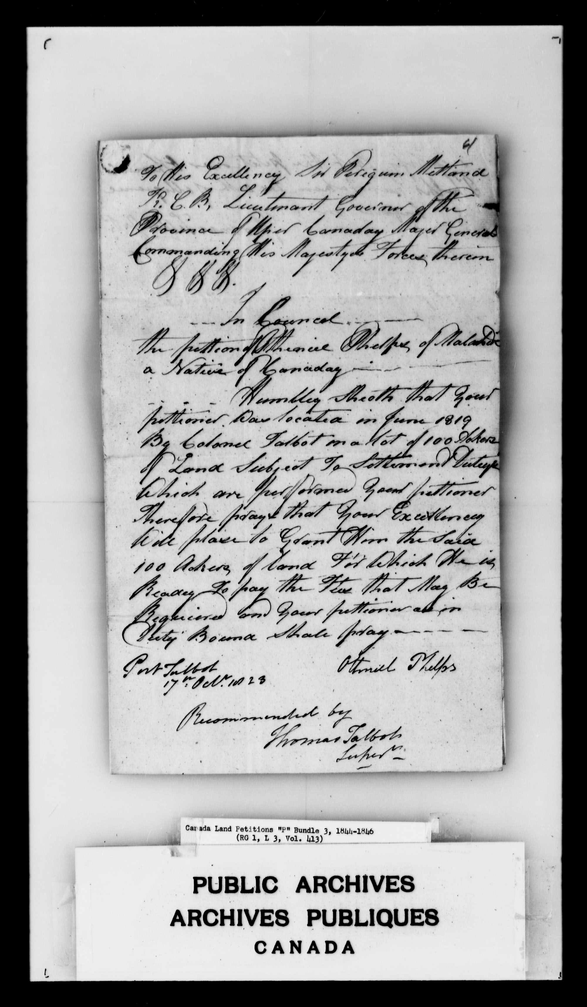 Title: Upper Canada Land Petitions (1763-1865) - Mikan Number: 205131 - Microform: c-2734