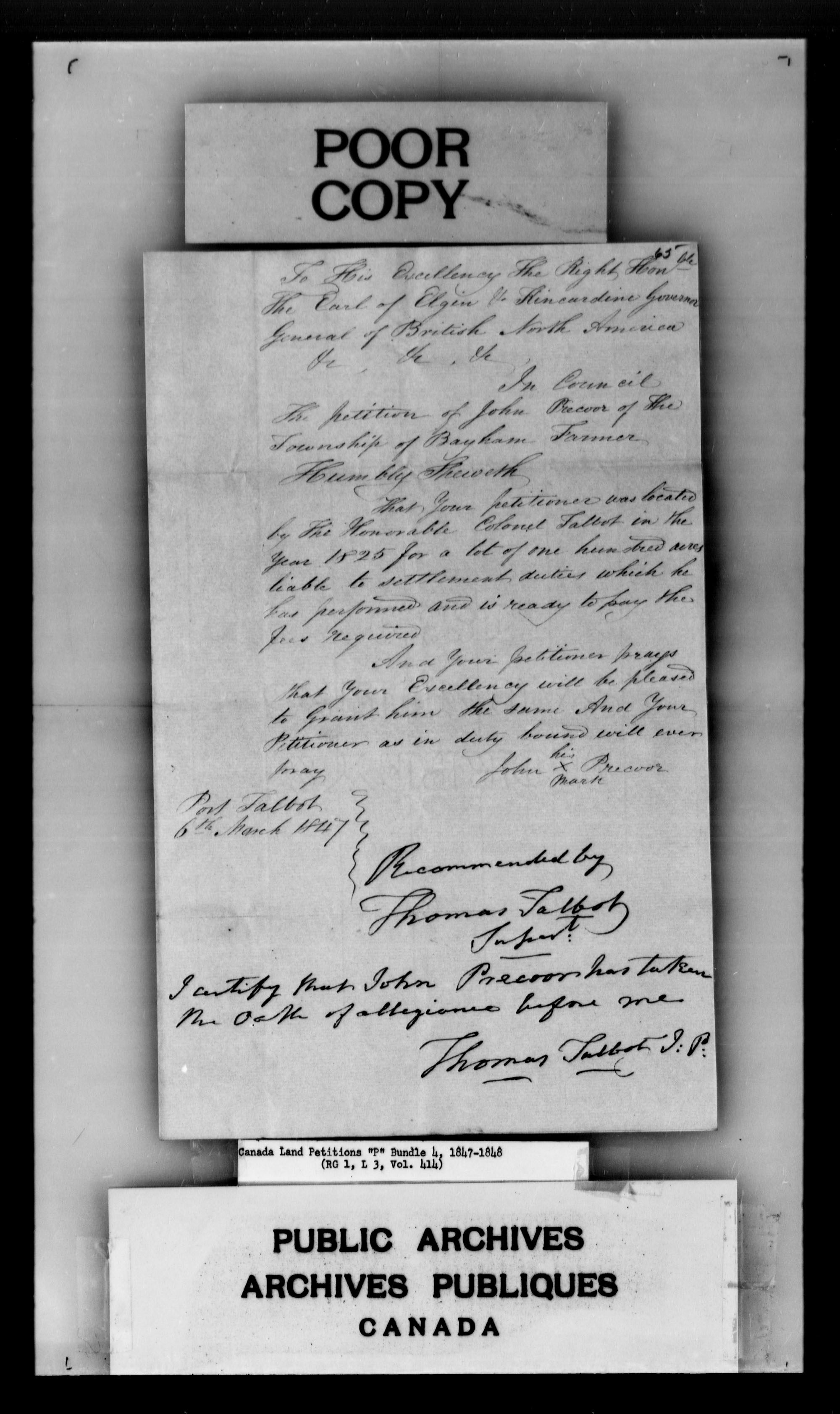 Title: Upper Canada Land Petitions (1763-1865) - Mikan Number: 205131 - Microform: c-2735