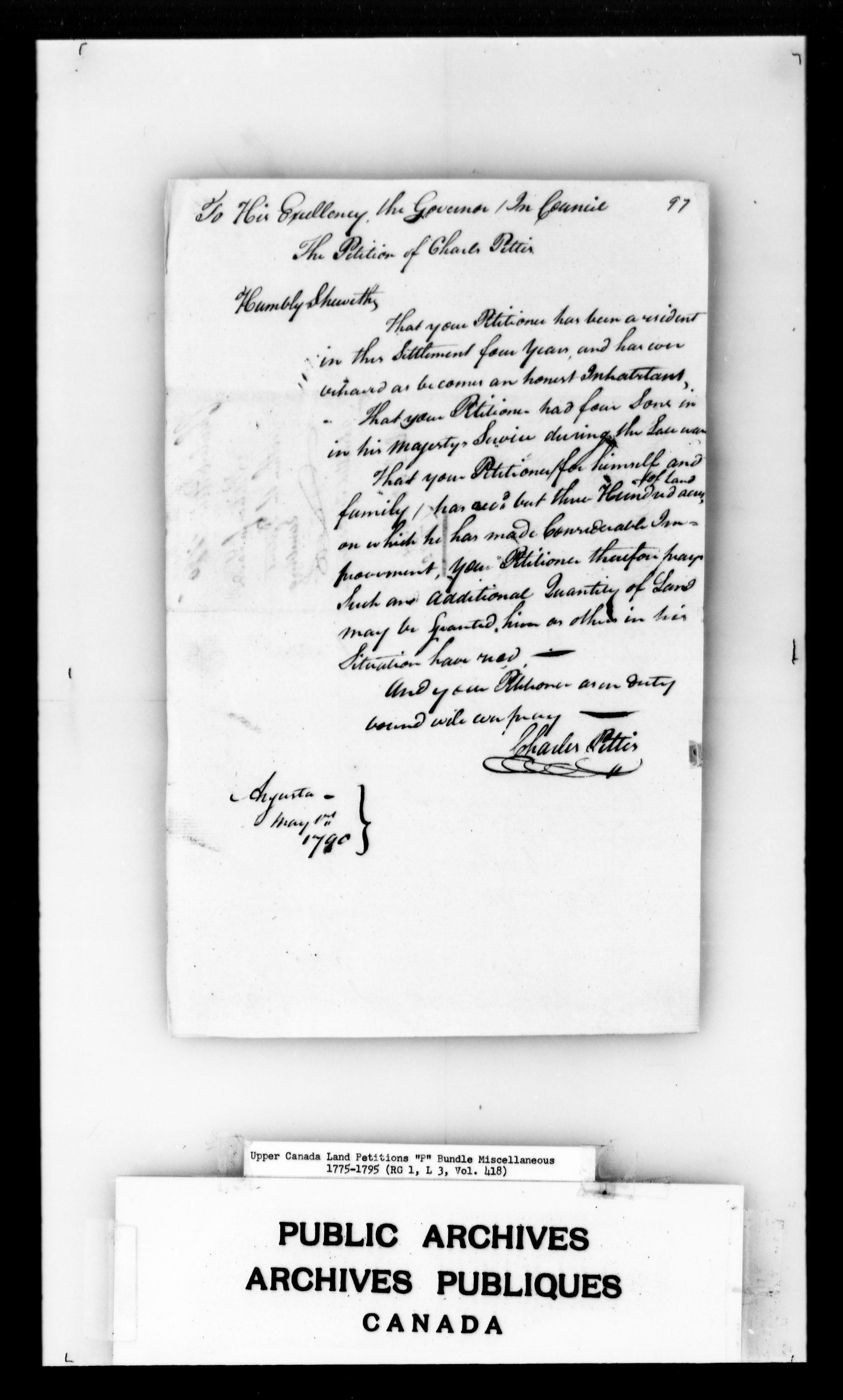 Title: Upper Canada Land Petitions (1763-1865) - Mikan Number: 205131 - Microform: c-2737