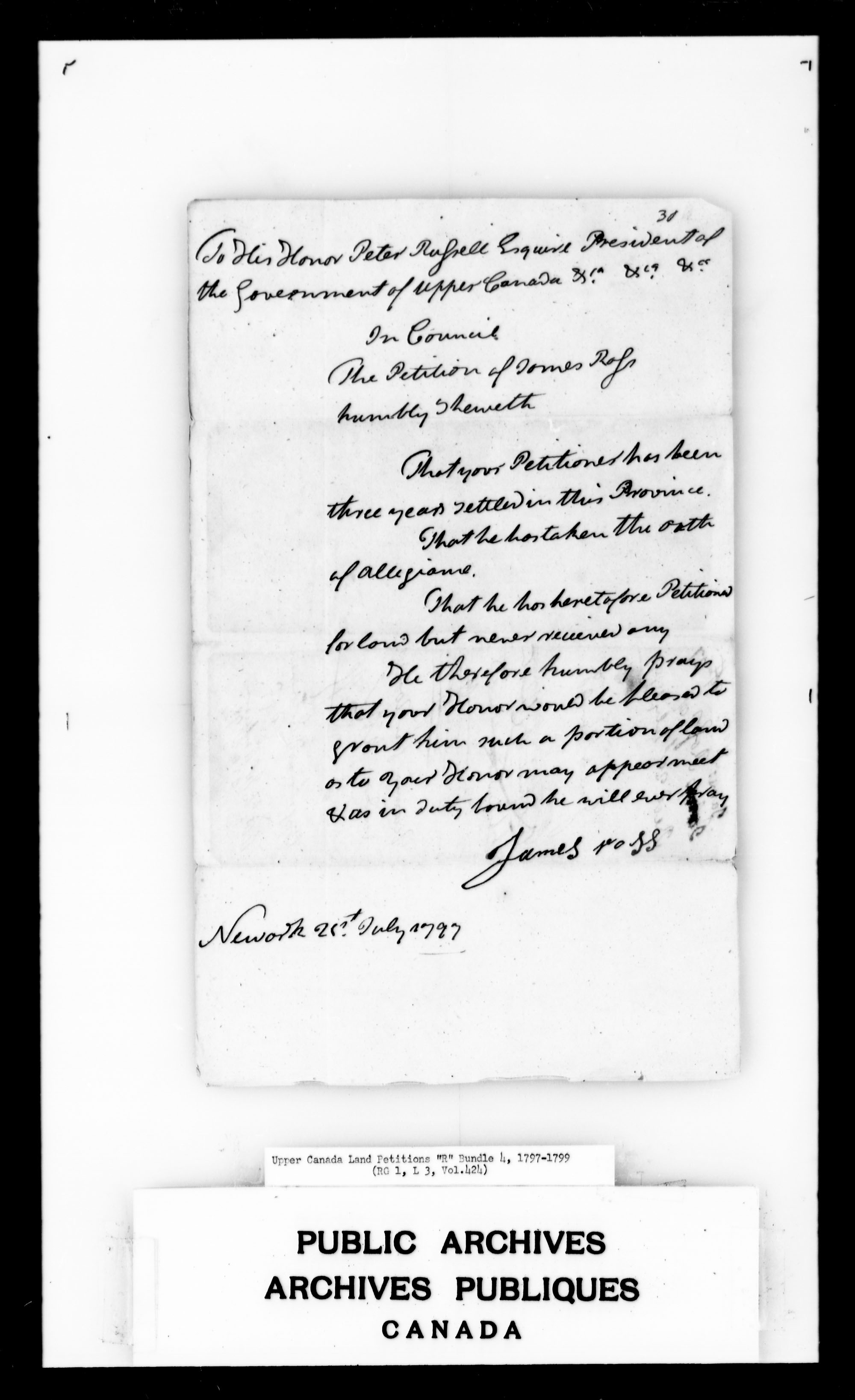 Titre : Demandes de terres du Haut-Canada (1763-1865) - N d'enregistrement Mikan : 205131 - Microforme : c-2740