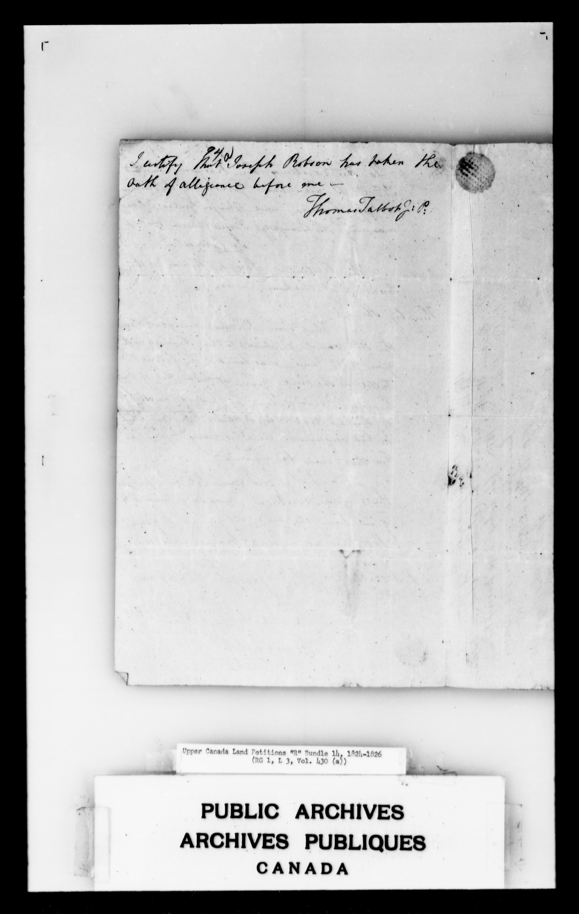 Title: Upper Canada Land Petitions (1763-1865) - Mikan Number: 205131 - Microform: c-2744