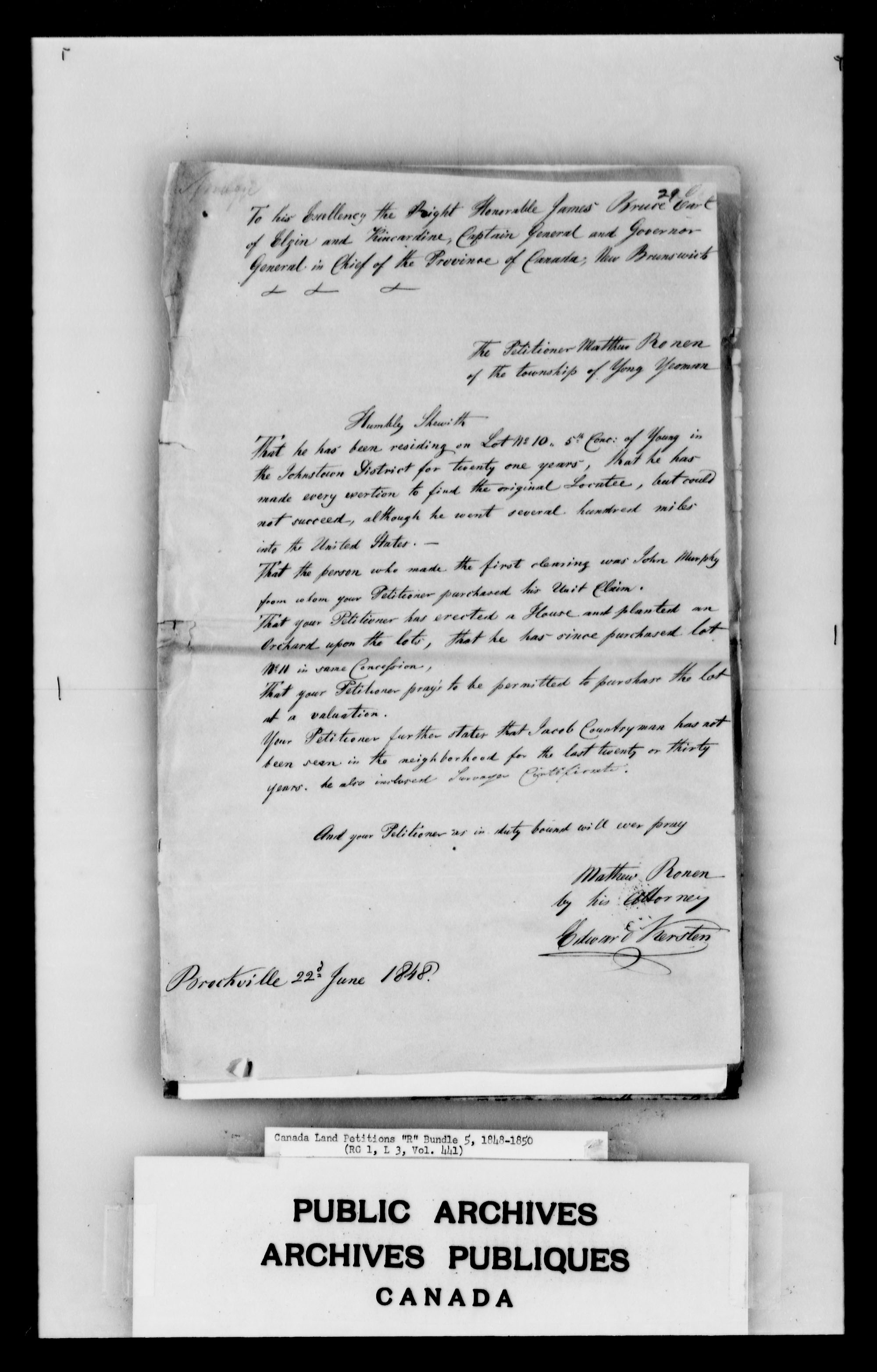 Titre : Demandes de terres du Haut-Canada (1763-1865) - N d'enregistrement Mikan : 205131 - Microforme : c-2801