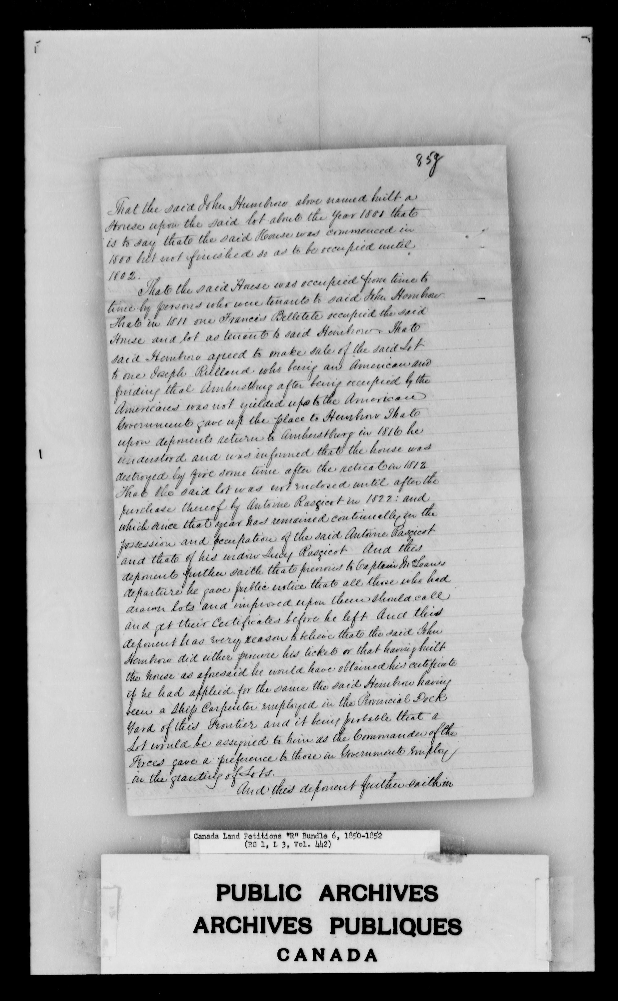 Title: Upper Canada Land Petitions (1763-1865) - Mikan Number: 205131 - Microform: c-2801