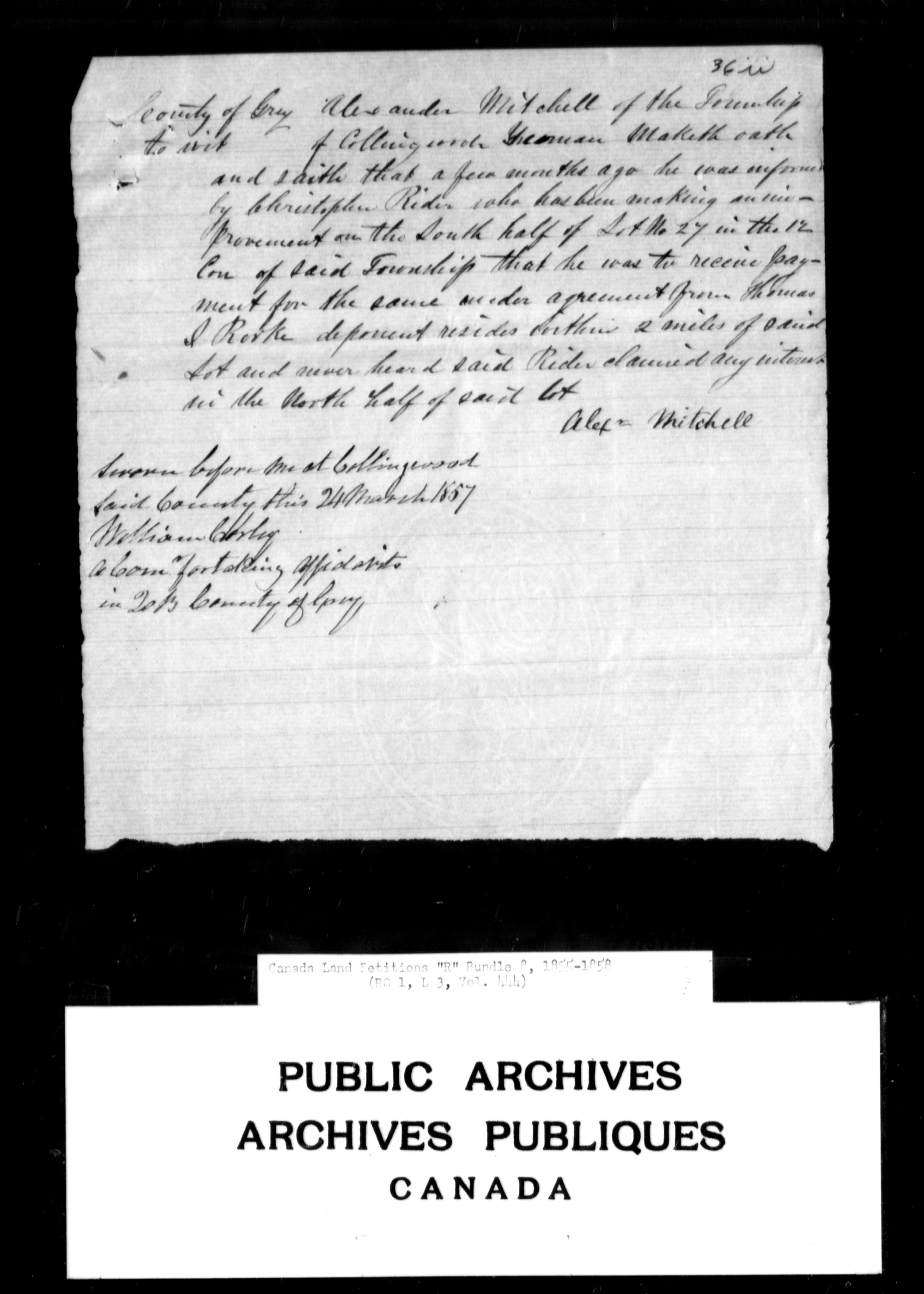 Title: Upper Canada Land Petitions (1763-1865) - Mikan Number: 205131 - Microform: c-2802