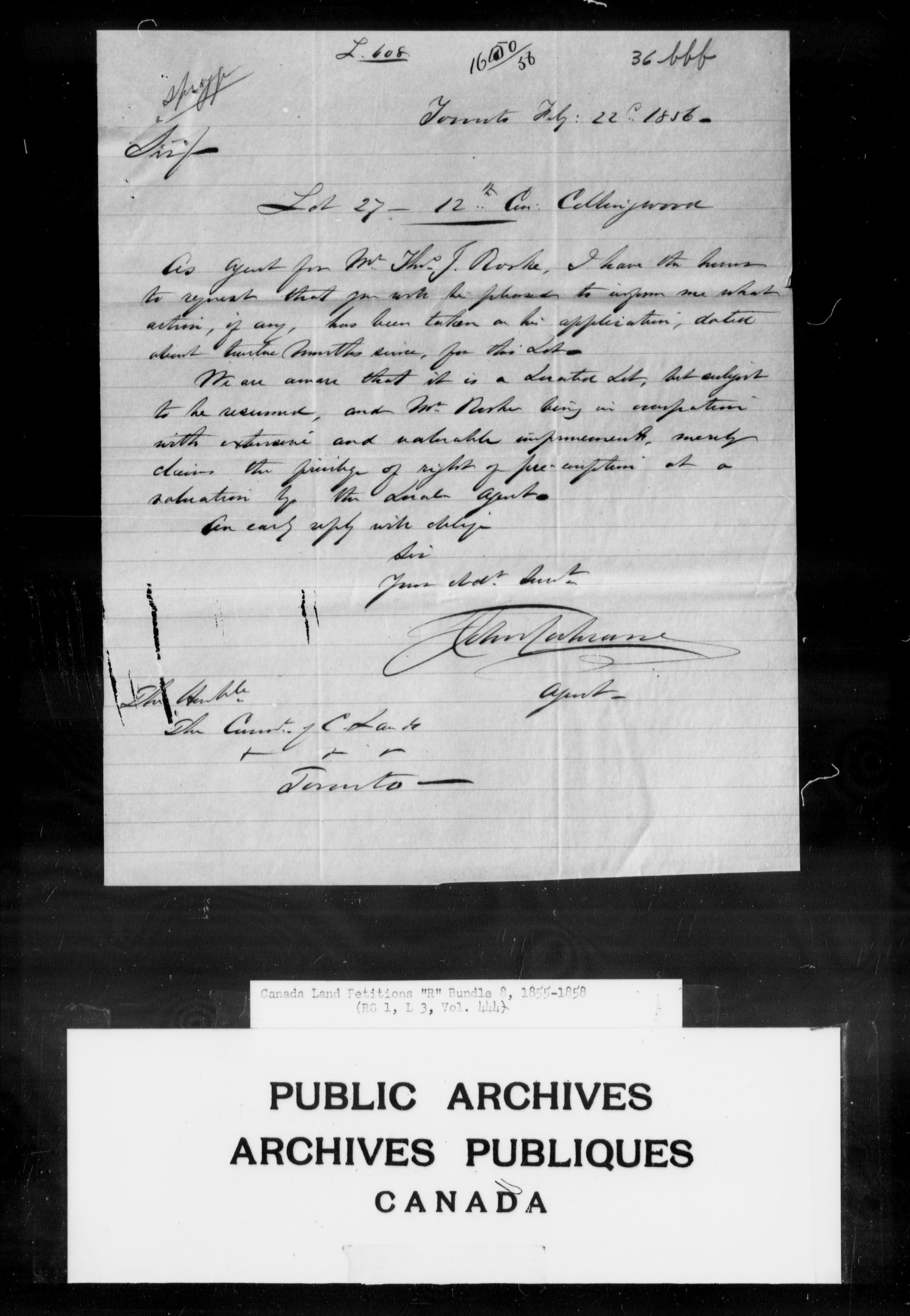 Title: Upper Canada Land Petitions (1763-1865) - Mikan Number: 205131 - Microform: c-2803