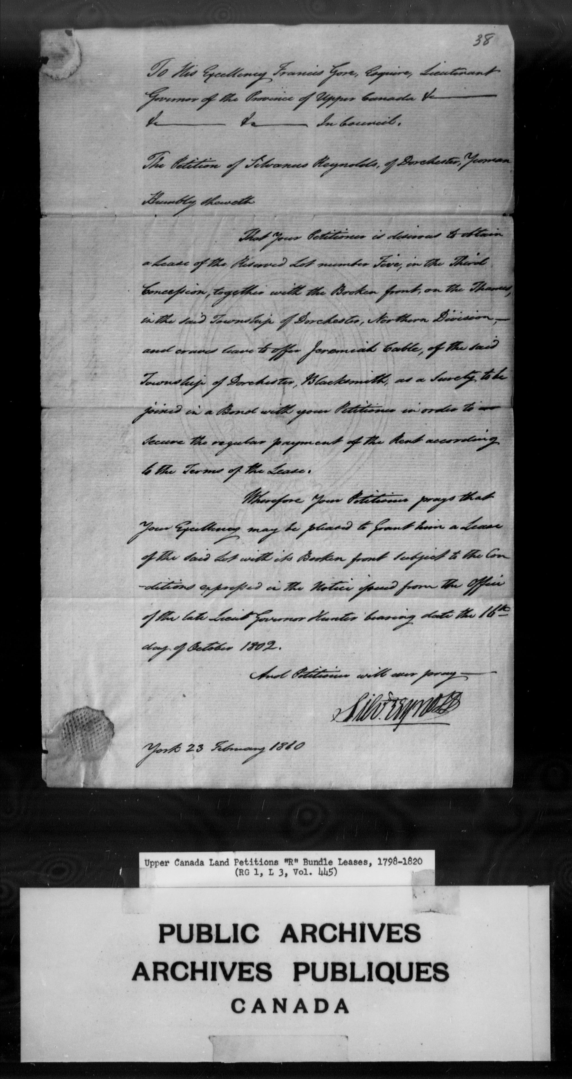 Title: Upper Canada Land Petitions (1763-1865) - Mikan Number: 205131 - Microform: c-2803