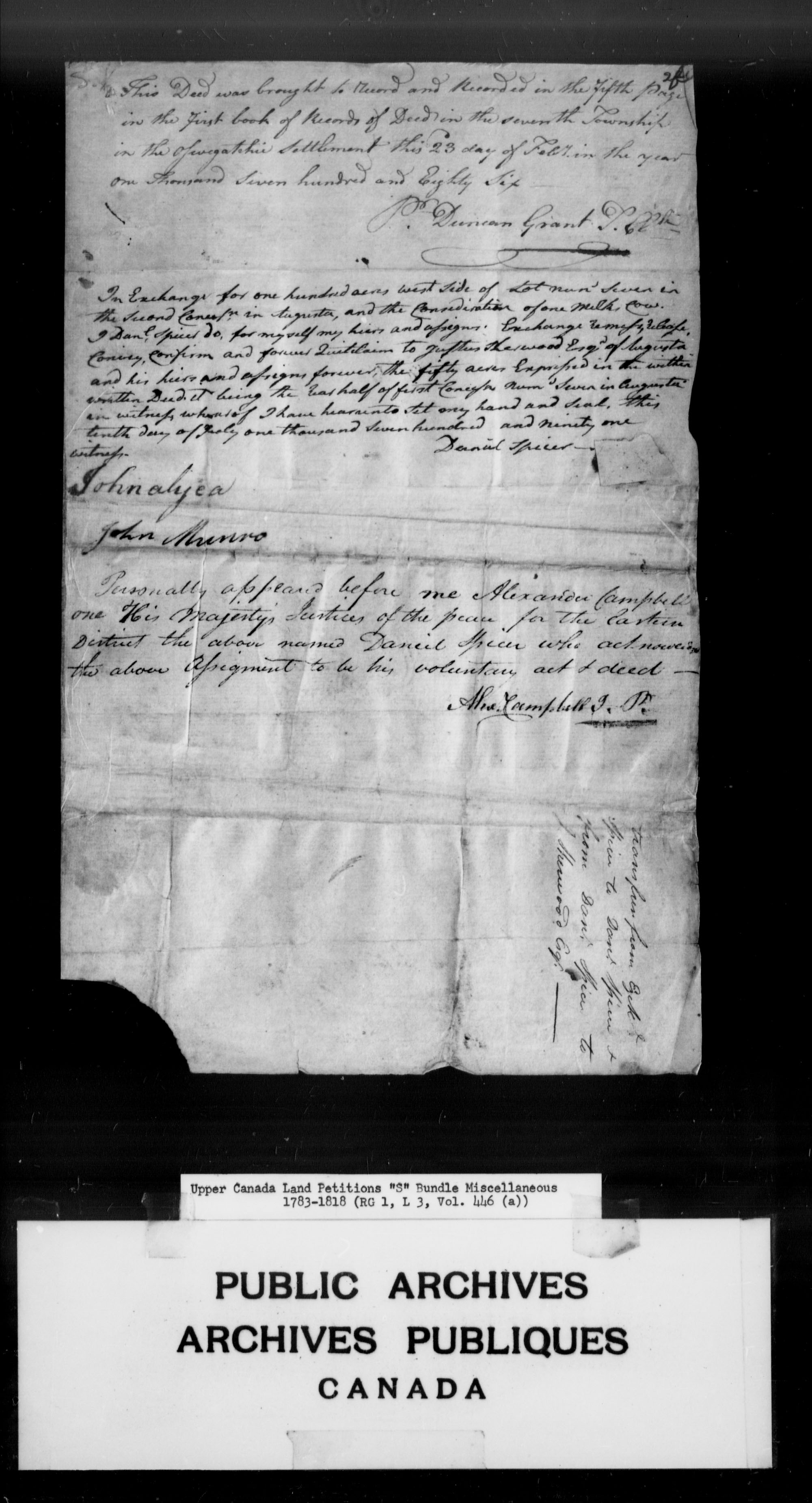 Titre : Demandes de terres du Haut-Canada (1763-1865) - N d'enregistrement Mikan : 205131 - Microforme : c-2804