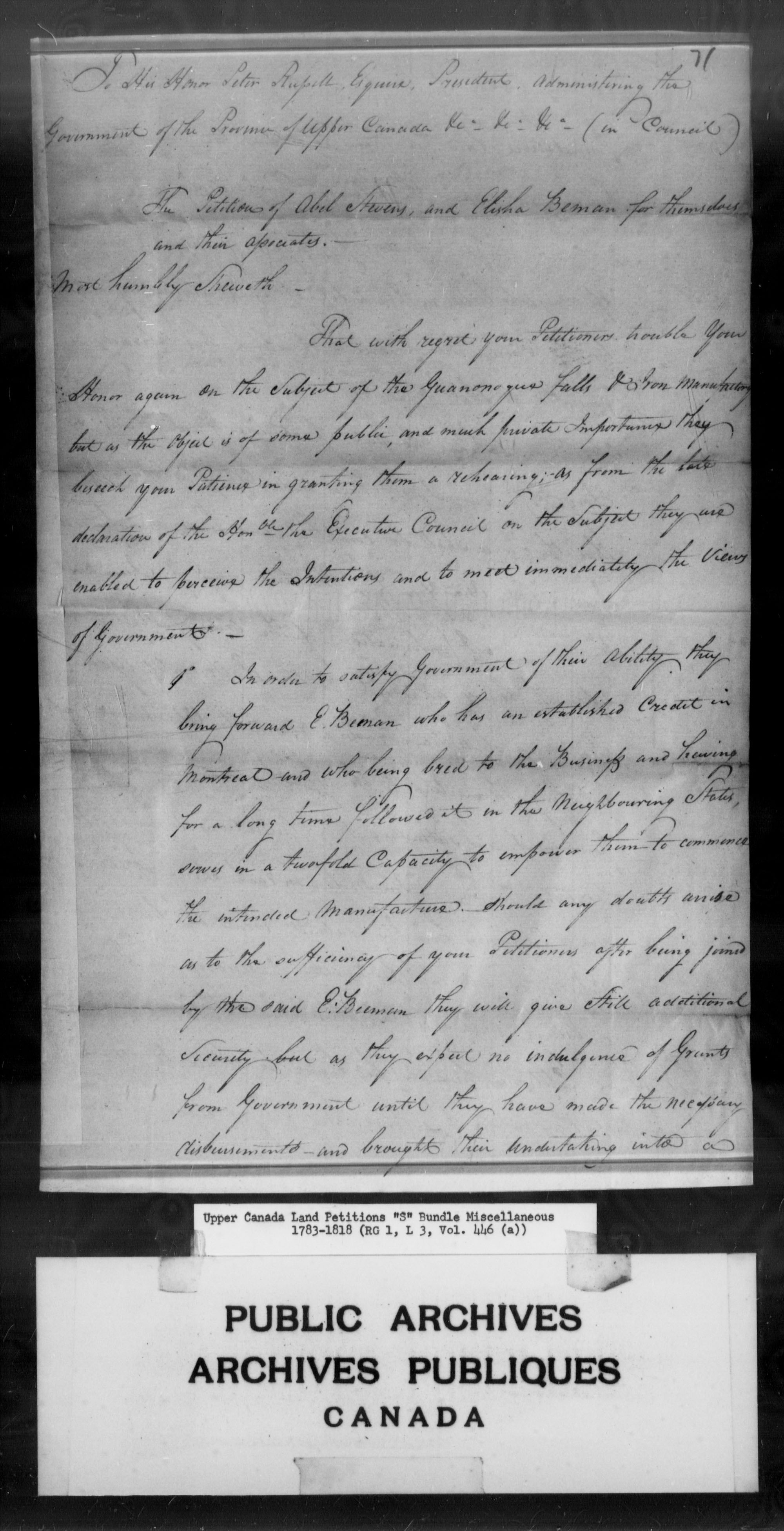 Title: Upper Canada Land Petitions (1763-1865) - Mikan Number: 205131 - Microform: c-2805