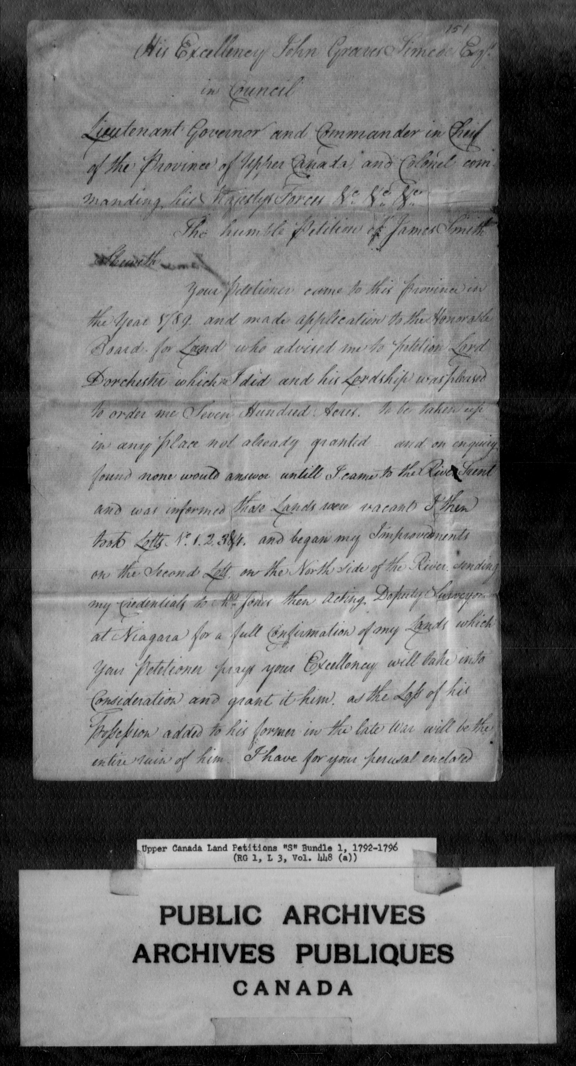 Title: Upper Canada Land Petitions (1763-1865) - Mikan Number: 205131 - Microform: c-2806