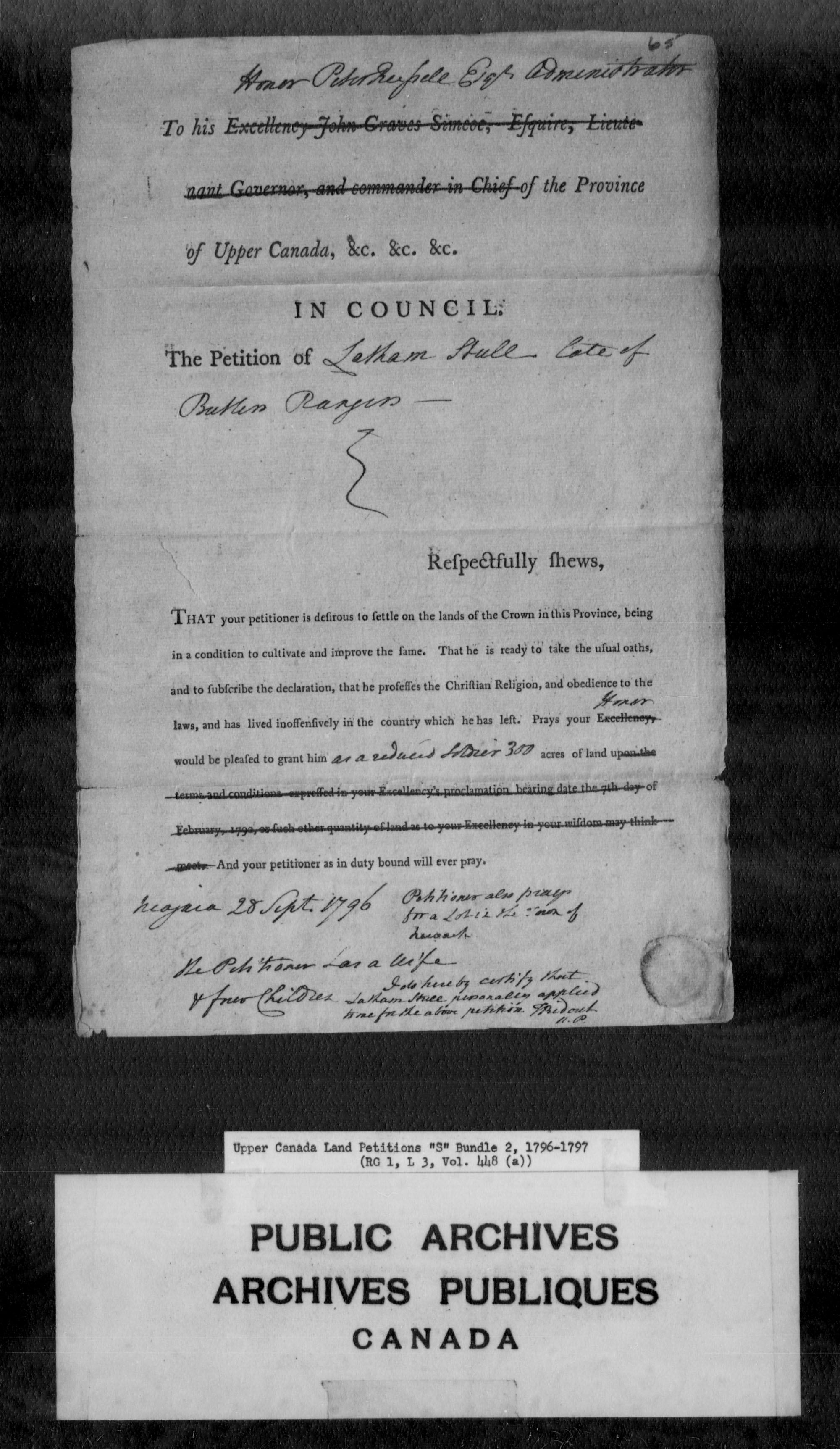 Title: Upper Canada Land Petitions (1763-1865) - Mikan Number: 205131 - Microform: c-2806