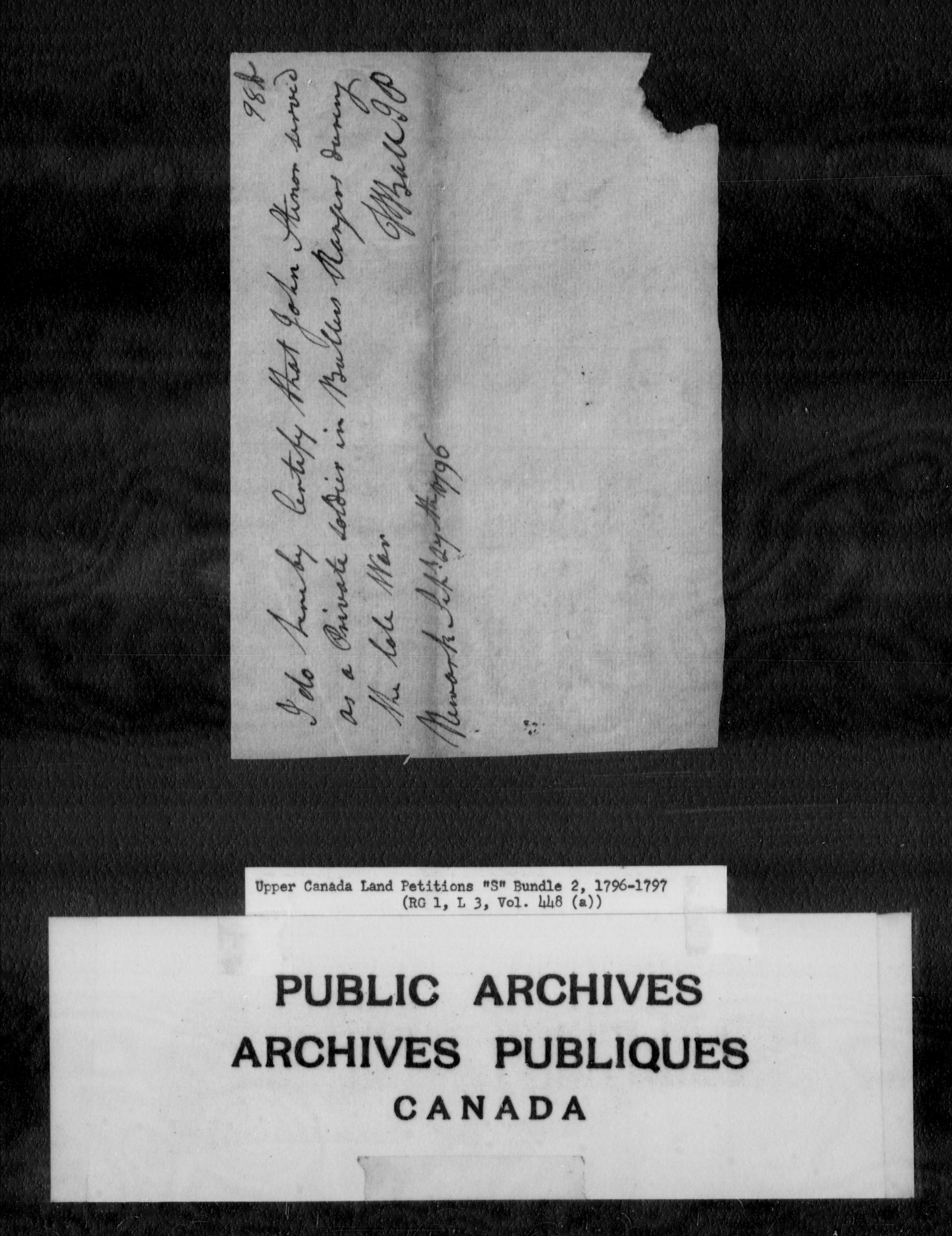 Title: Upper Canada Land Petitions (1763-1865) - Mikan Number: 205131 - Microform: c-2806