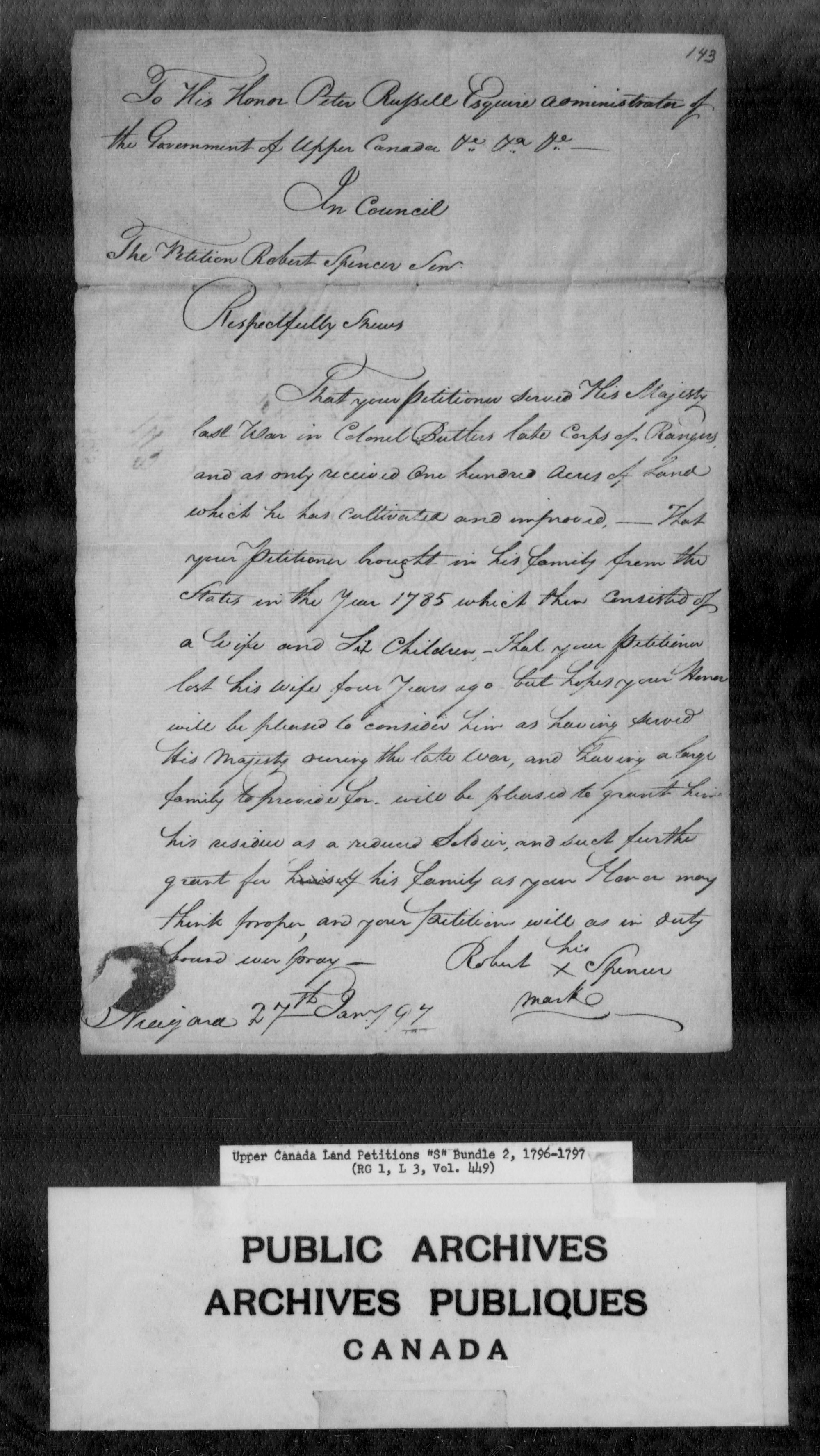 Title: Upper Canada Land Petitions (1763-1865) - Mikan Number: 205131 - Microform: c-2806