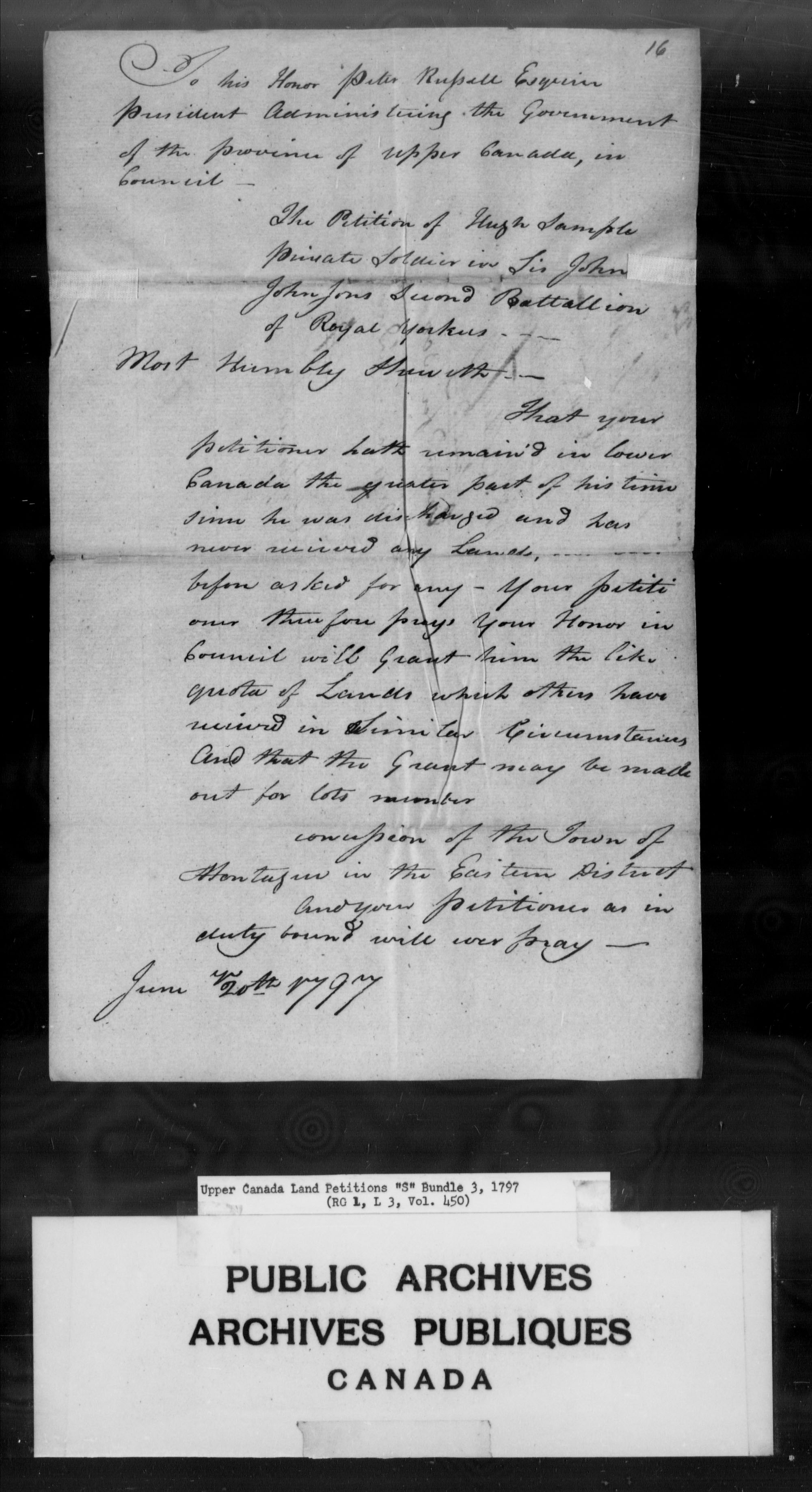 Title: Upper Canada Land Petitions (1763-1865) - Mikan Number: 205131 - Microform: c-2807