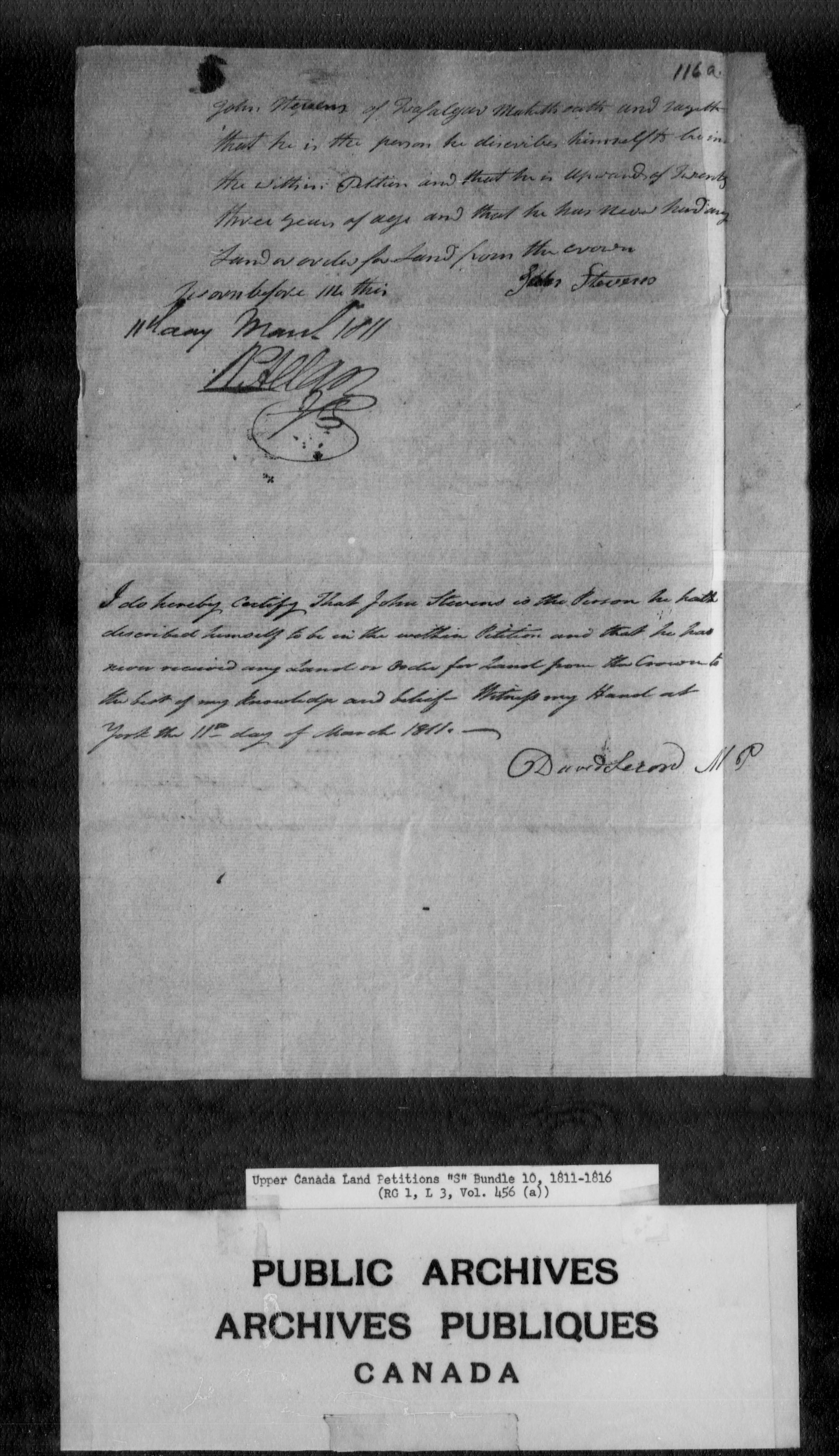 Title: Upper Canada Land Petitions (1763-1865) - Mikan Number: 205131 - Microform: c-2810