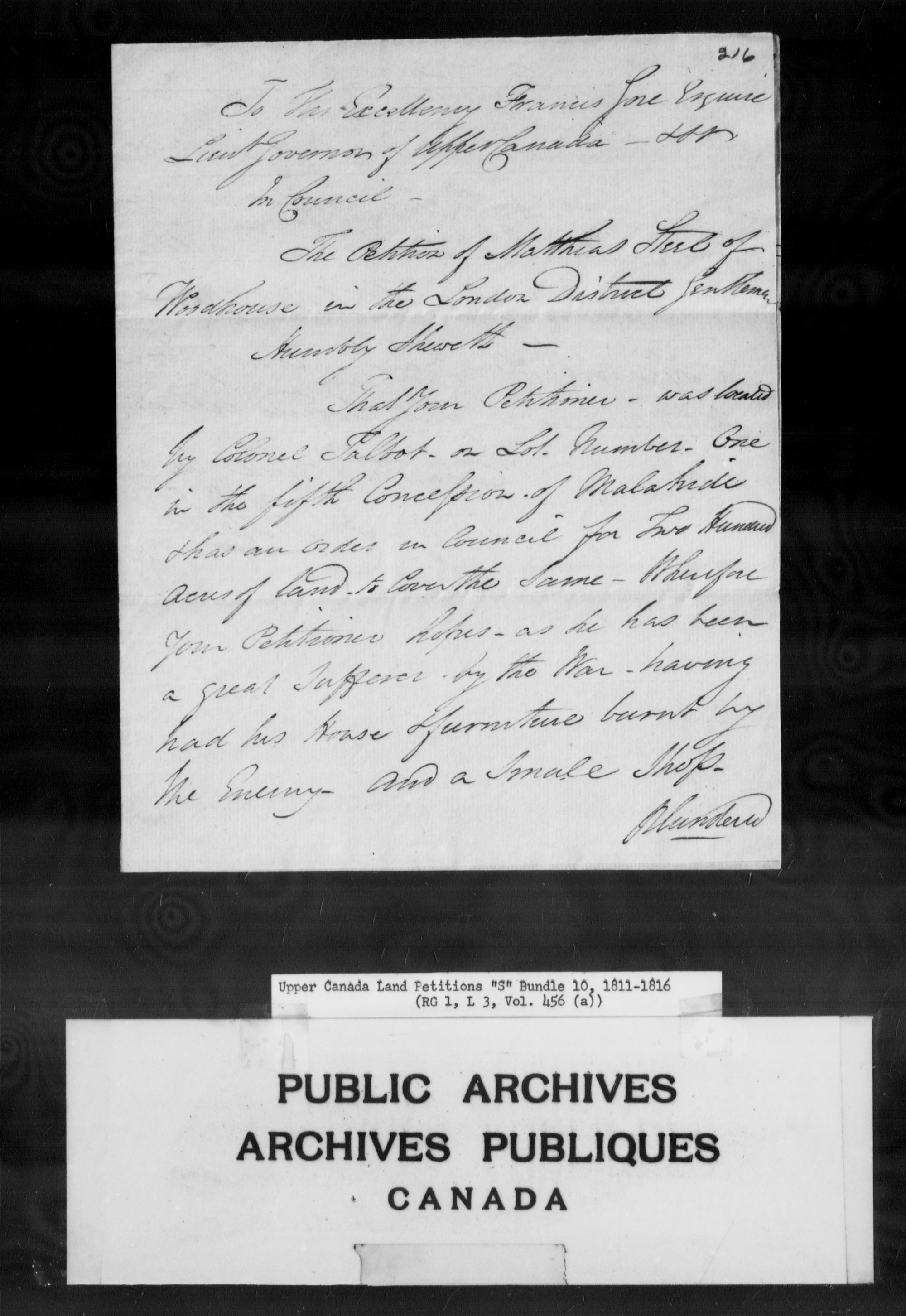 Title: Upper Canada Land Petitions (1763-1865) - Mikan Number: 205131 - Microform: c-2811