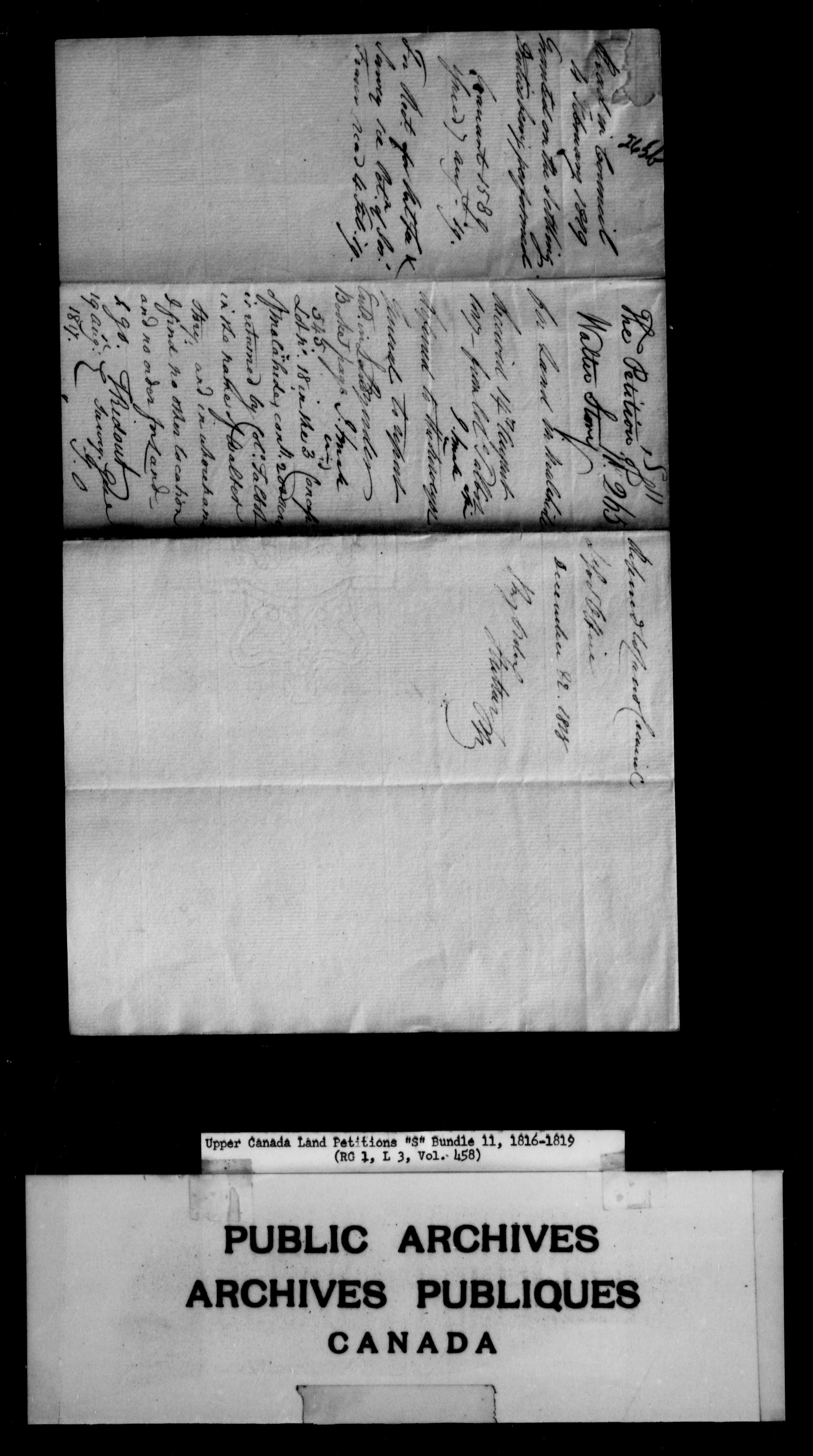 Title: Upper Canada Land Petitions (1763-1865) - Mikan Number: 205131 - Microform: c-2812