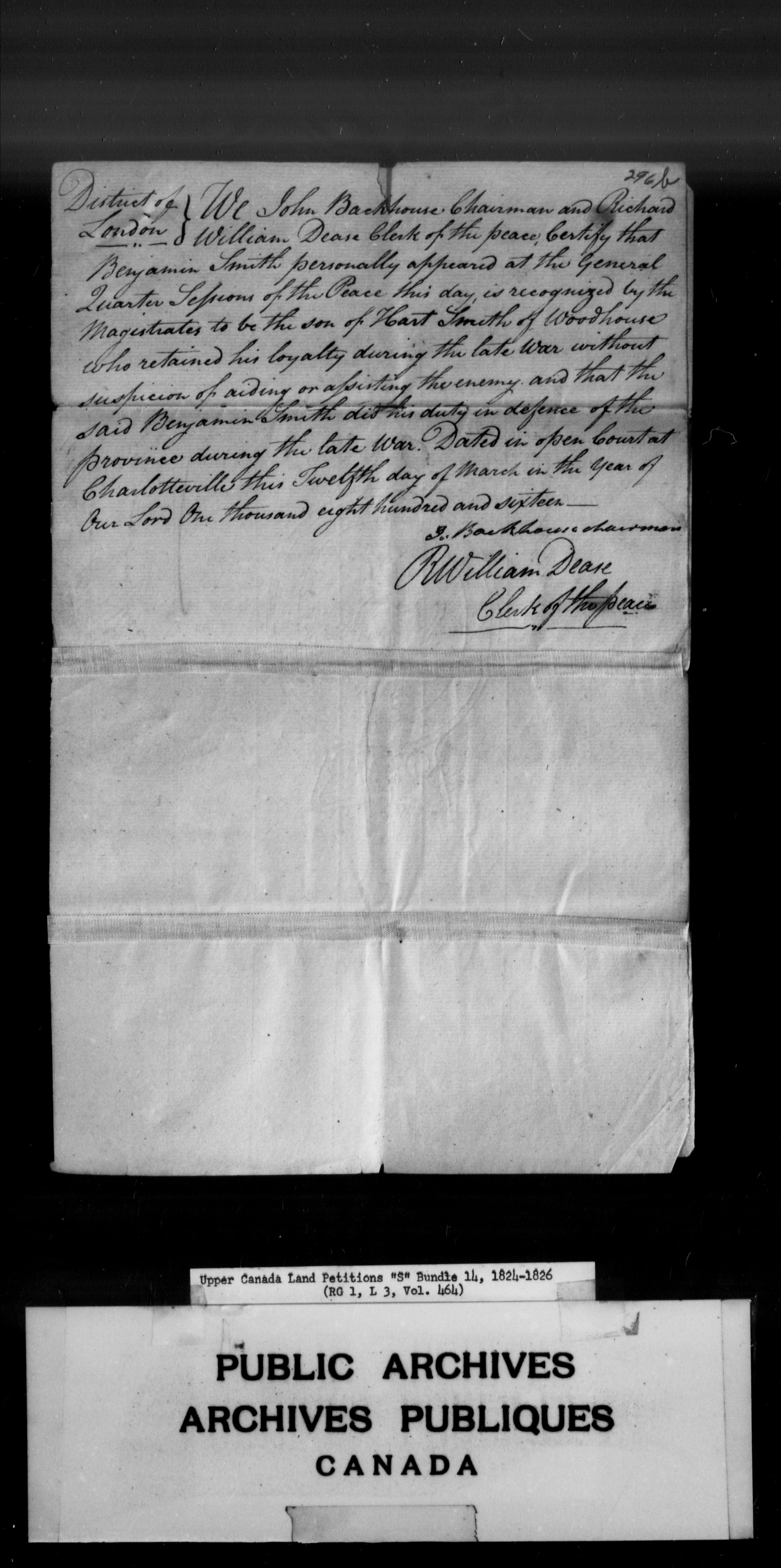 Title: Upper Canada Land Petitions (1763-1865) - Mikan Number: 205131 - Microform: c-2815